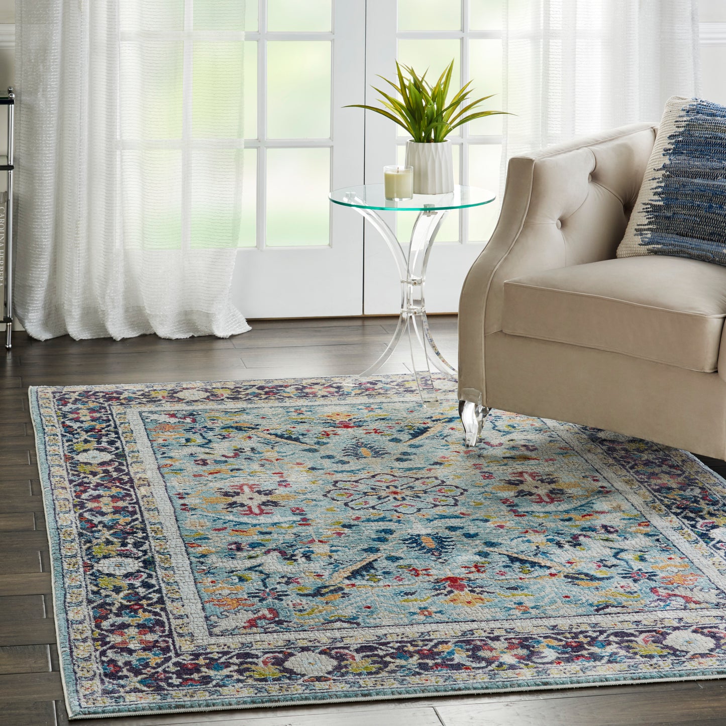 Nourison Home Ankara Global Teal Multicolor Traditional