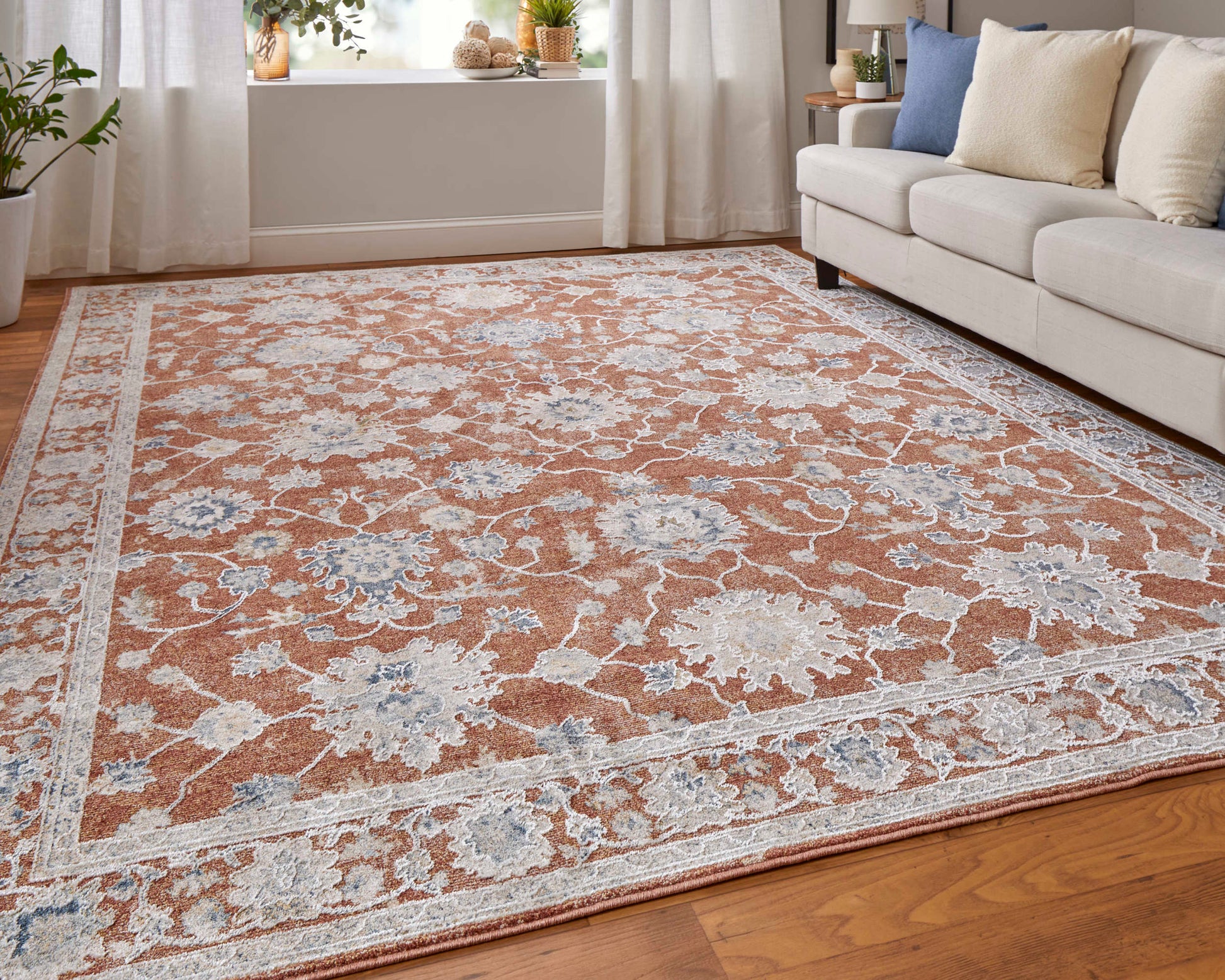Feizy Pasha 39M7F Terracotta Transitional/Bohemian & Eclect Machinemade Rug
