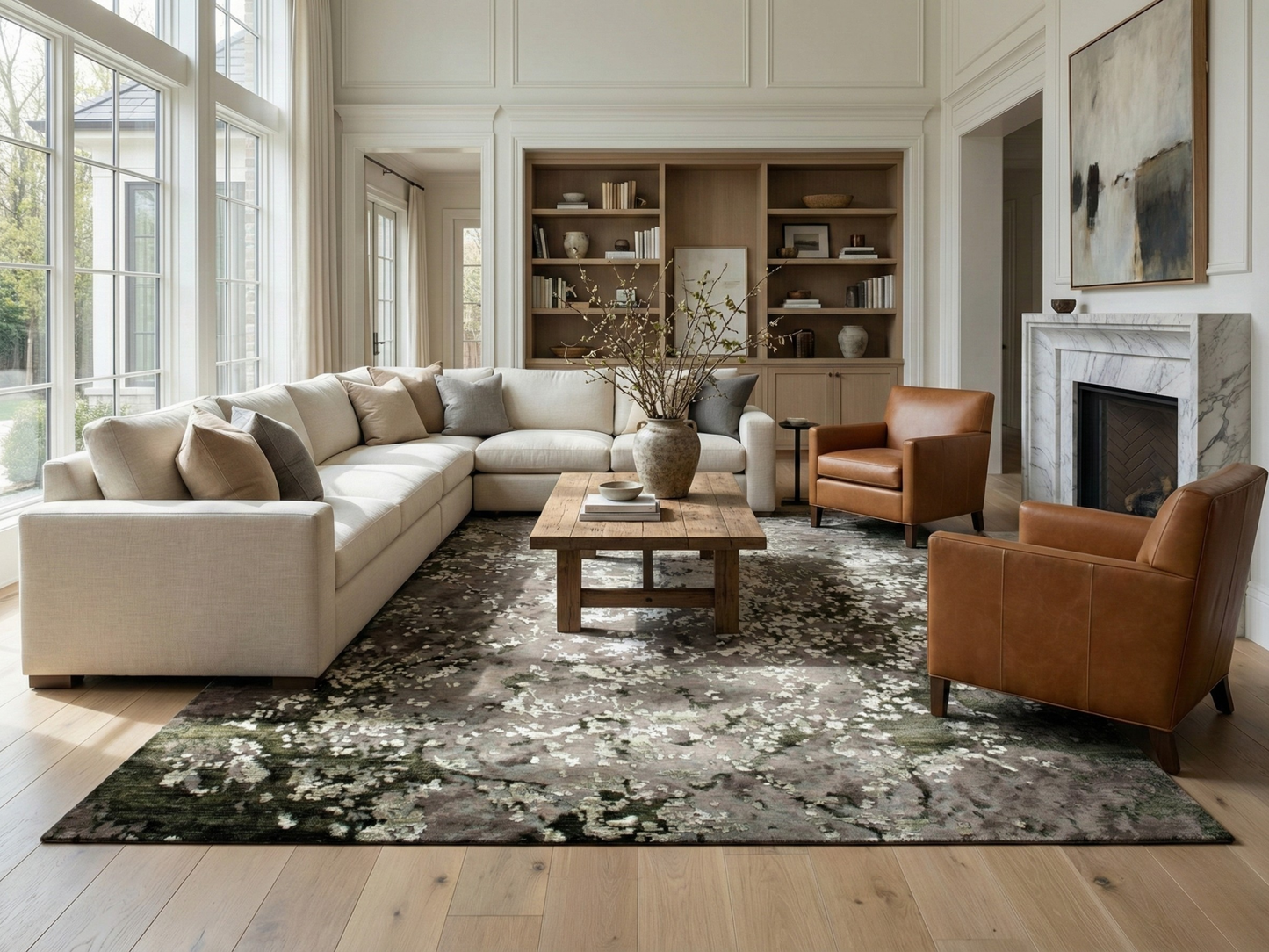 Artisan Mary Silver Green Contemporary Knotted Rug