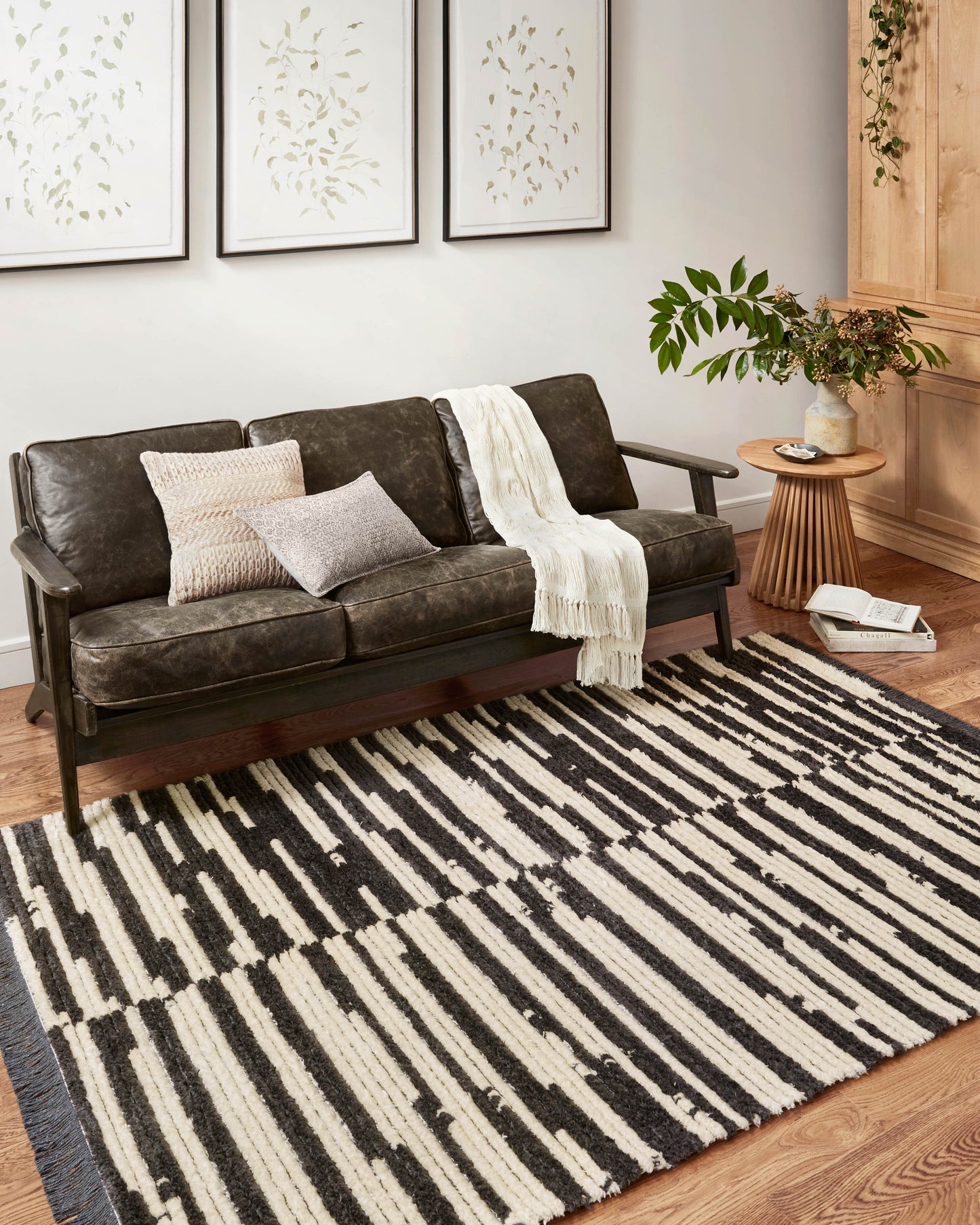 Chris Loves Julia x Loloi Alice Cream Charcoal Contemporary
