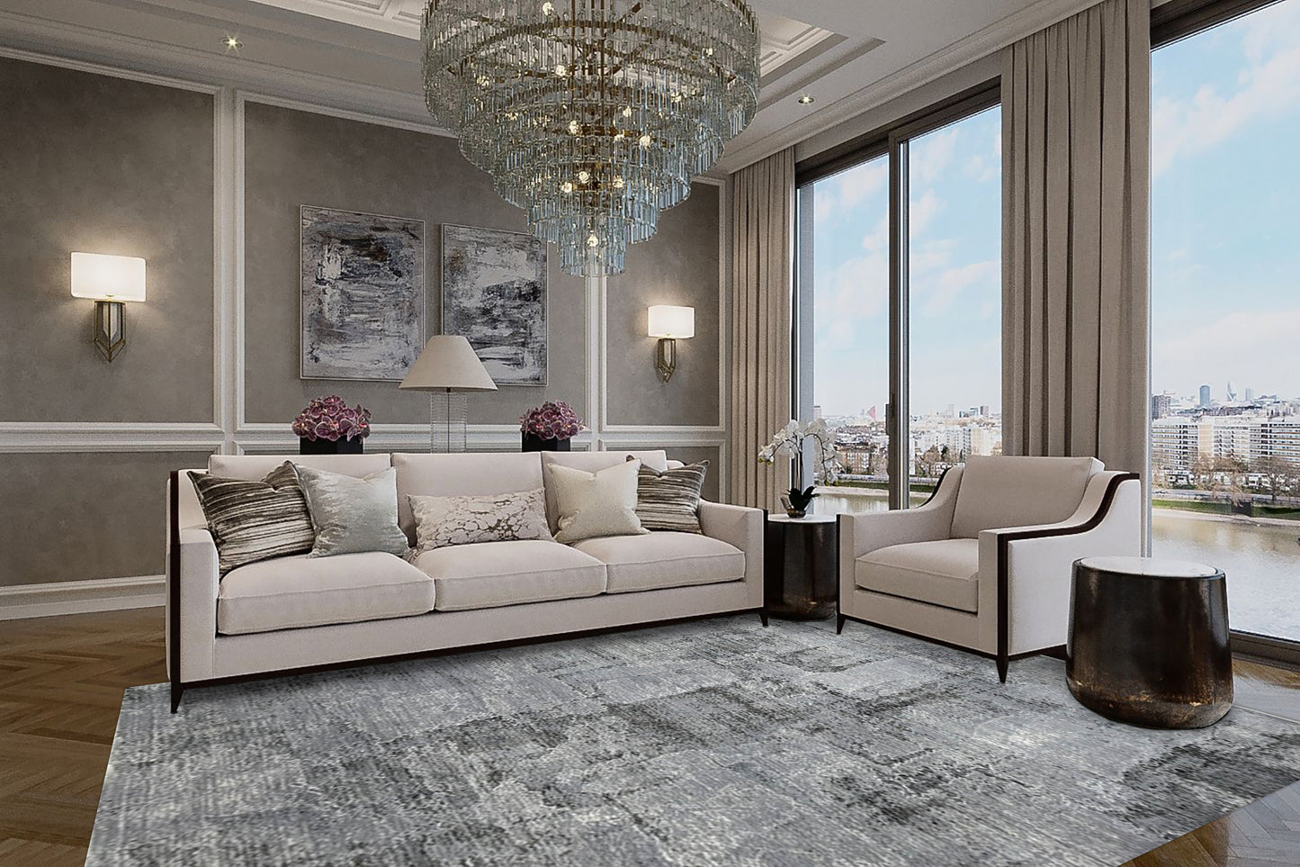 Artisan Venetian Grey Dk.Grey Contemporary Machinemade Rug