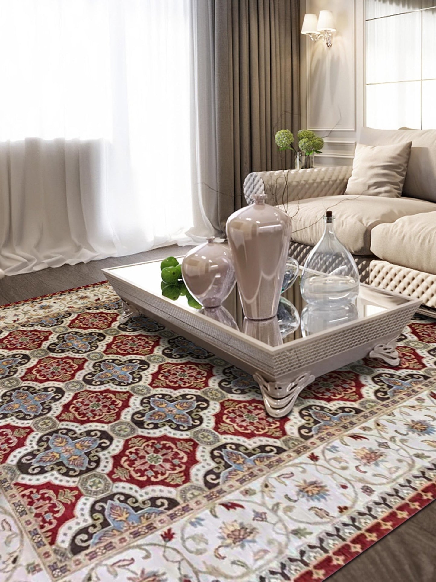 Artisan Cameron Red Ivory Traditional Knotted Rug - Rugs - Artisan - Atlanta Designer Rugs
