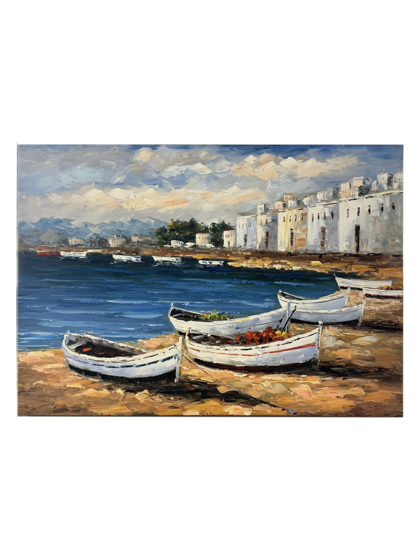 Eclectic Home Oil Painting Boats Multi Decor Furniture - Decor - Eclectic Home - Atlanta Designer Rugs