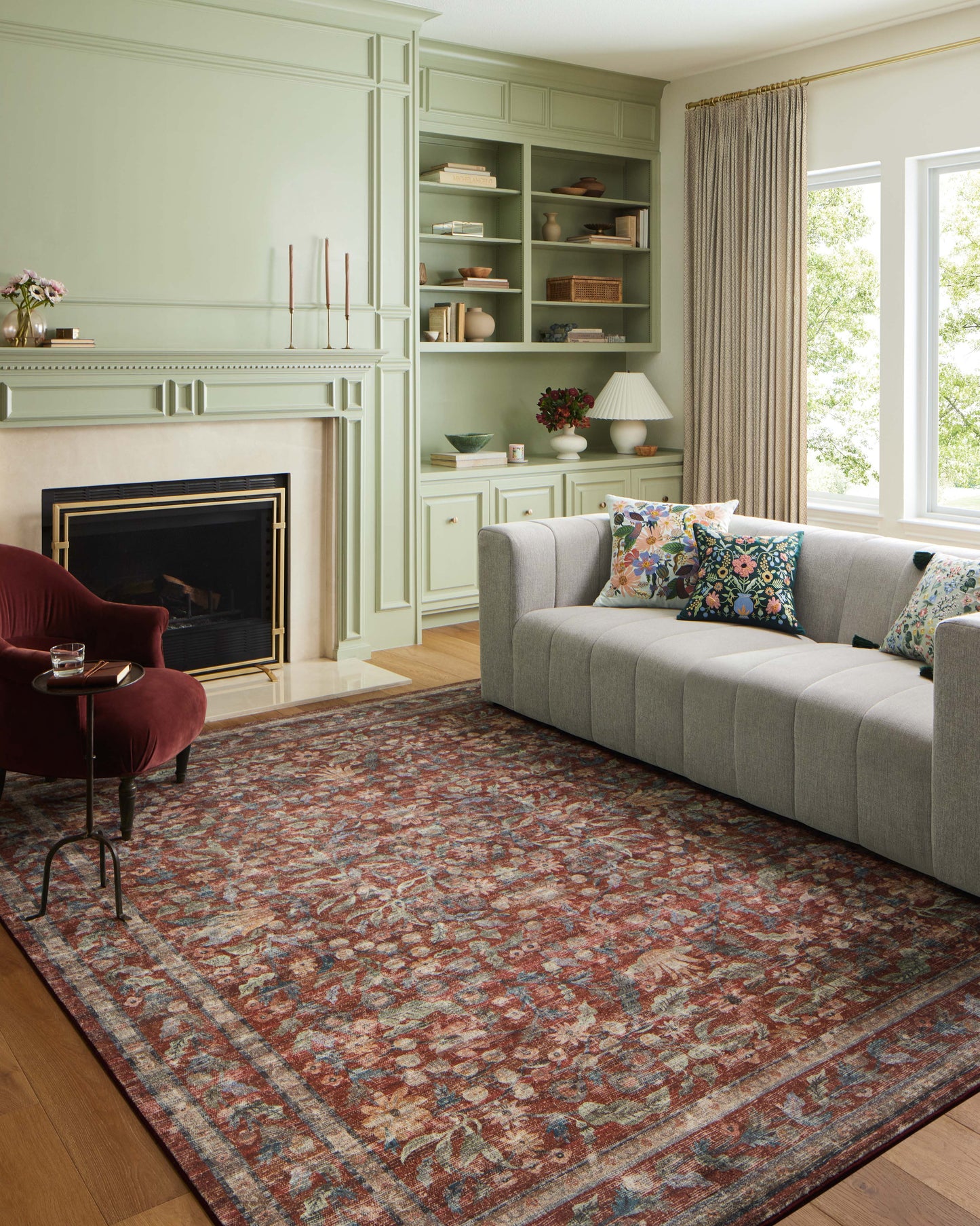 Rifle Paper Co. x Loloi Courtyard Crimson Contemporary