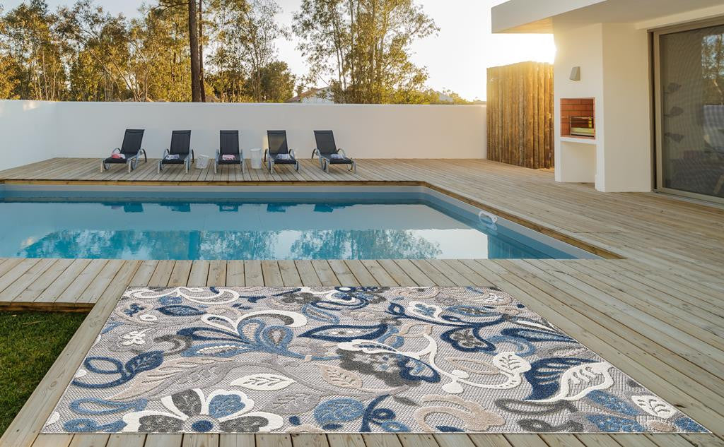 Kas Calla 6922 Grey Blue Indoor/Outdoor Machine Woven Rug
