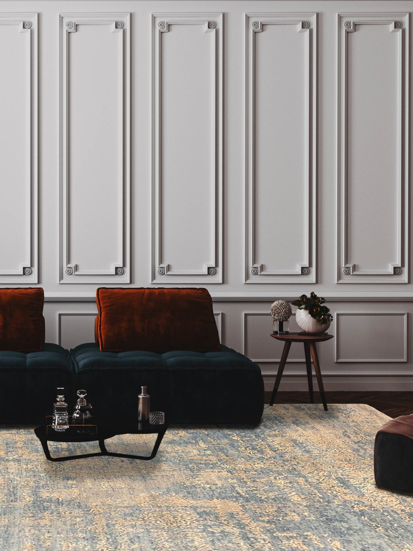 Artisan Dakota Silver Turquoise Gold Transitional Knotted Rug - Rugs - Artisan - Atlanta Designer Rugs