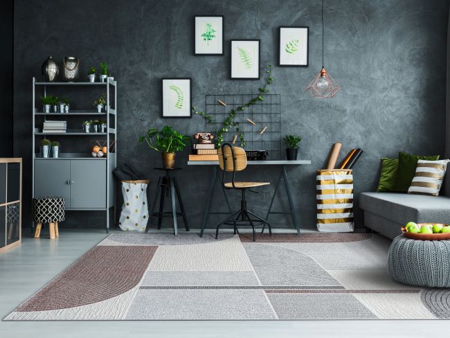 Dynamic Rugs Polaris 46002 Ivory Grey Burgundy Modern Machine-Made Rug