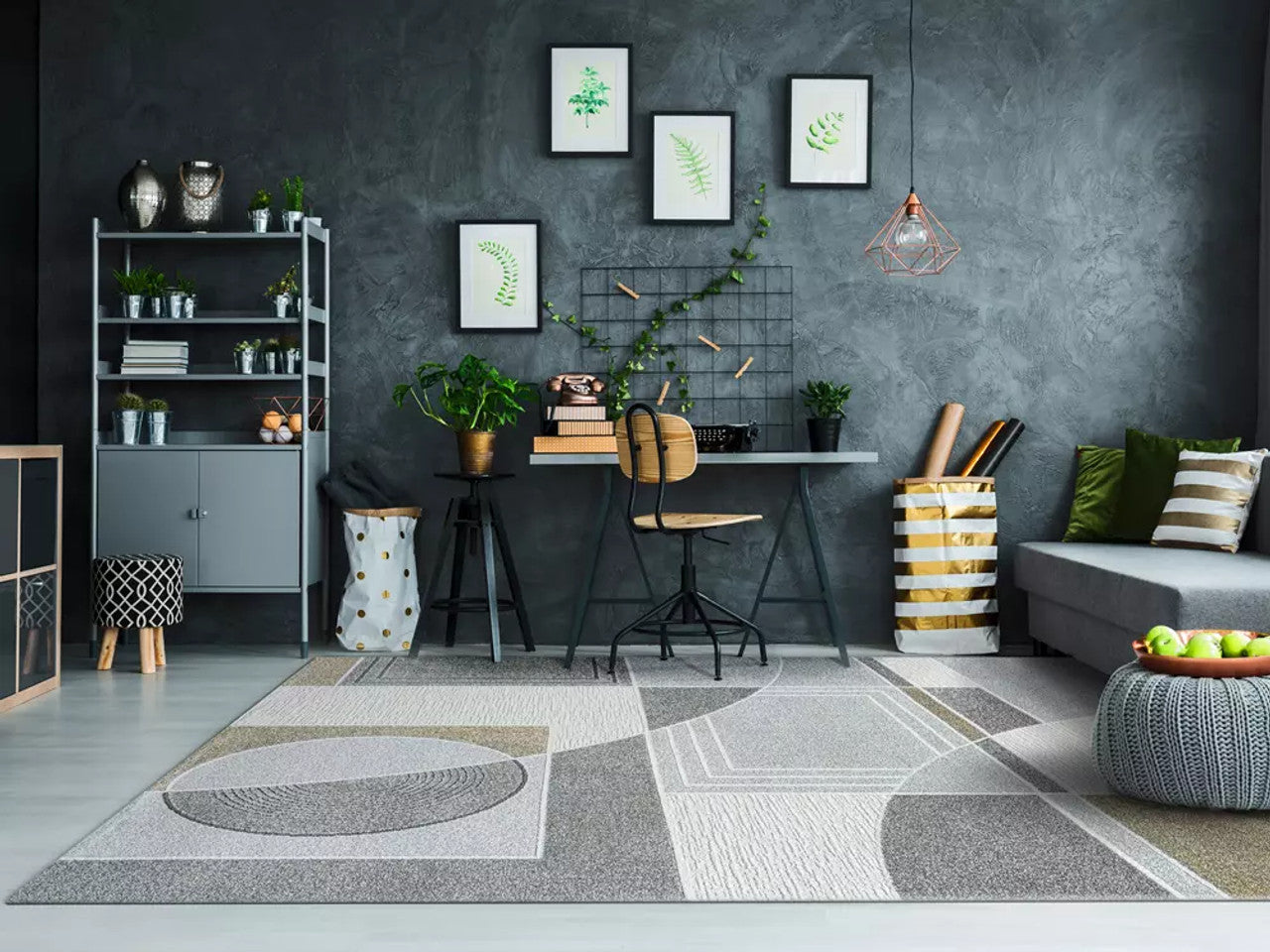 Dynamic Rugs Polaris 46012 Ivory Grey Gold Modern Machine-Made Rug