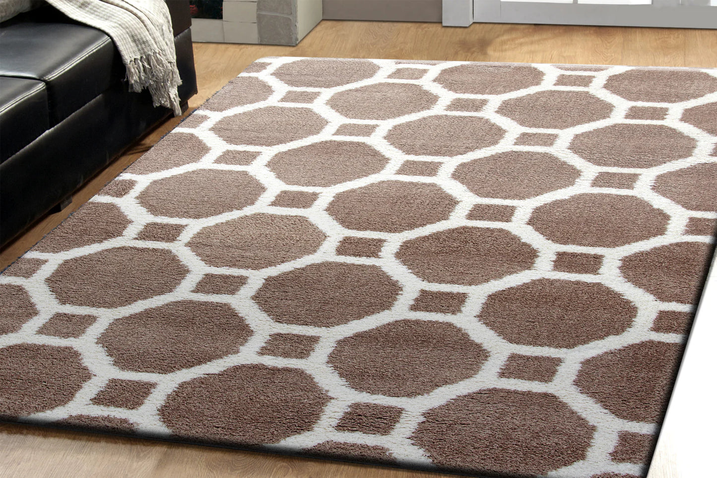 Dynamic Rugs Silky Shag 5903 Beige Contemporary Machine-Made Rug