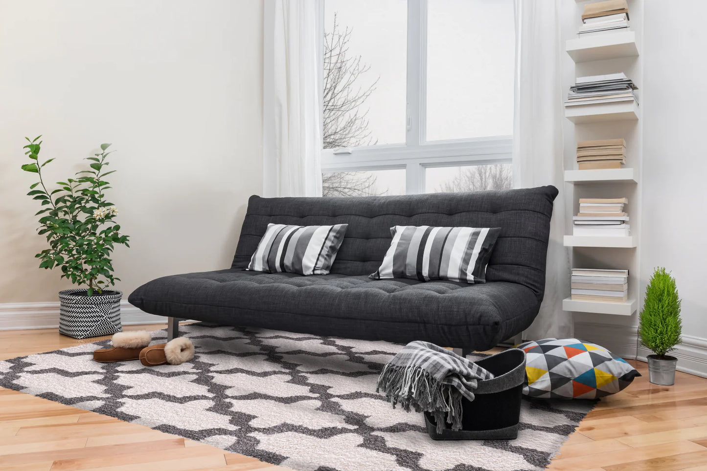 Dynamic Rugs Silky Shag 5906 White Silver Contemporary Machine-Made Rug