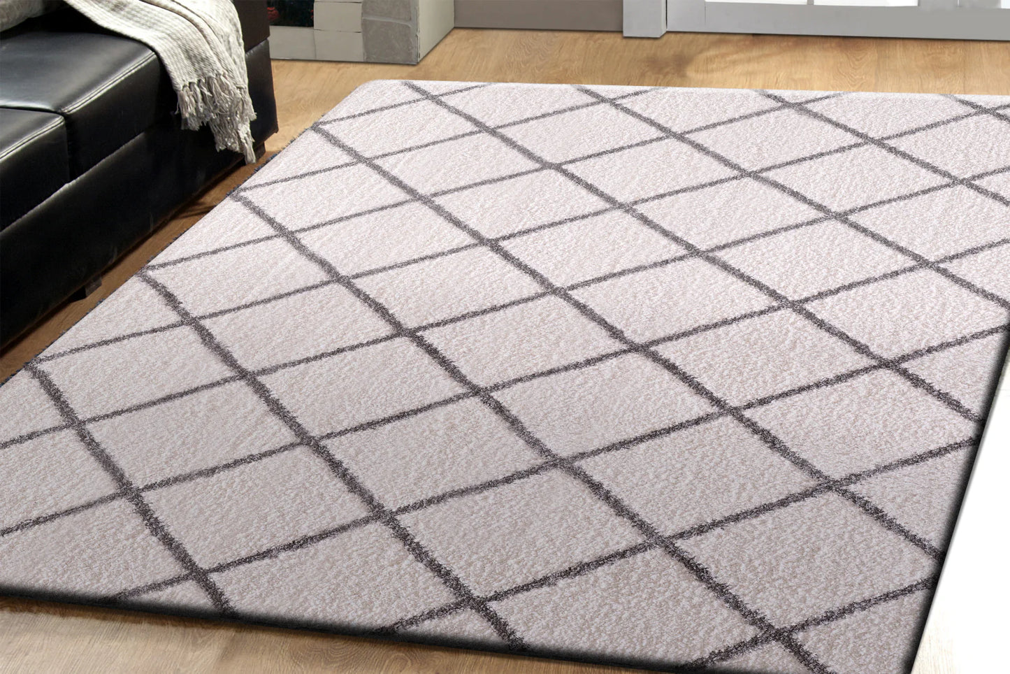 Dynamic Rugs Silky Shag 5920 Ivory Silver Contemporary Machine-Made Rug