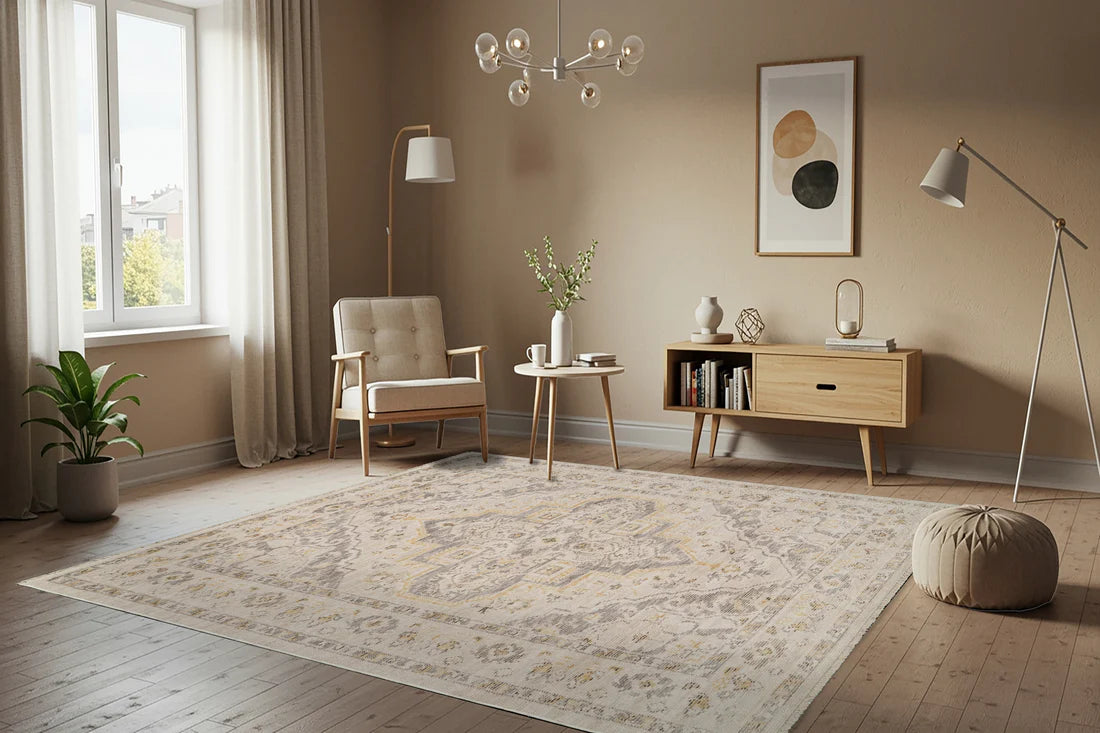 Dynamic Rugs Calypso 13504 Ivory Grey Traditional Machine-Made Rug