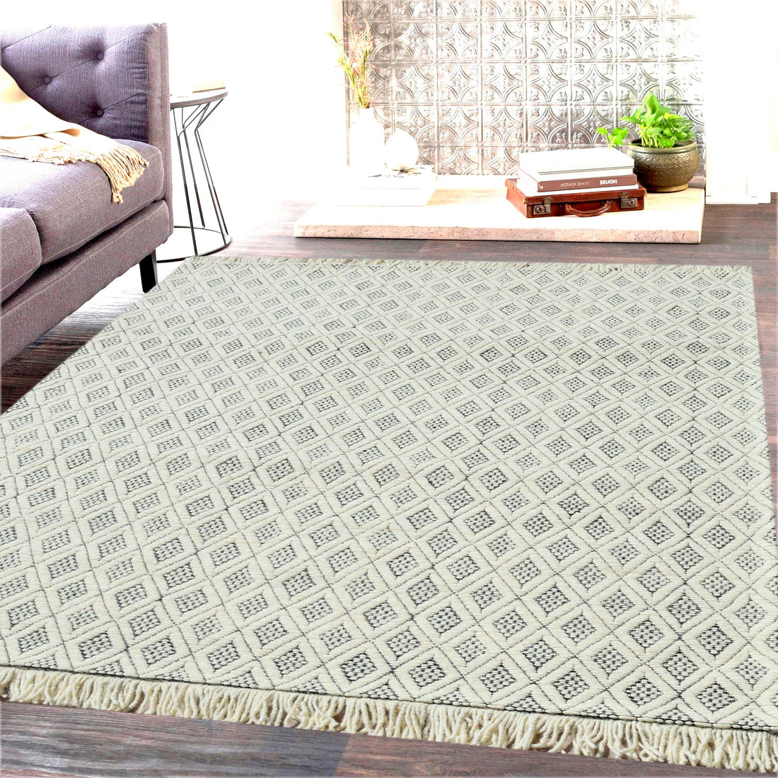 Dynamic Rugs Lola 2120 Ivory Charcoal Modern Handmade Rug