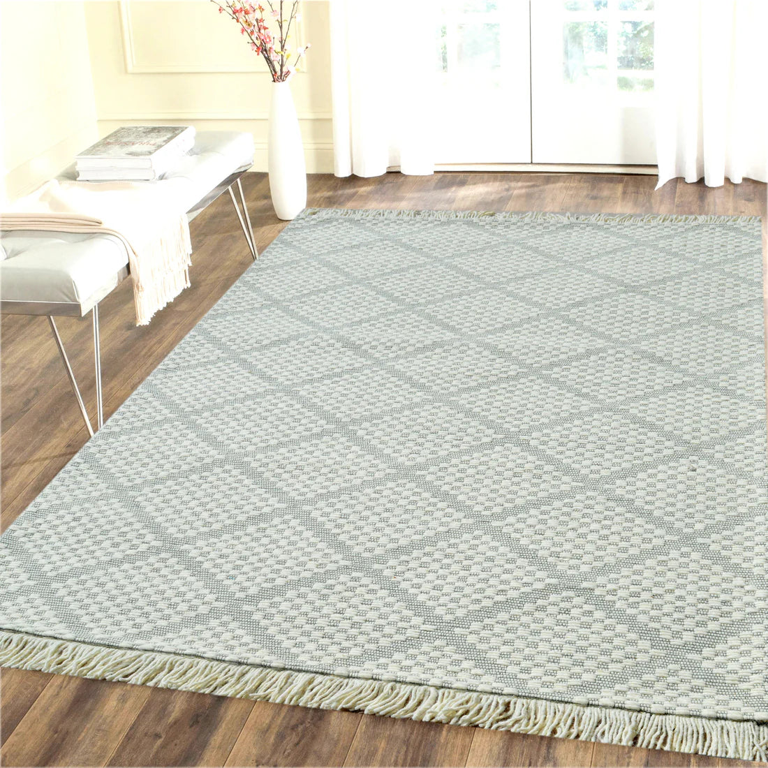 Dynamic Rugs Lola 2123 Ivory Grey Modern Handmade Rug