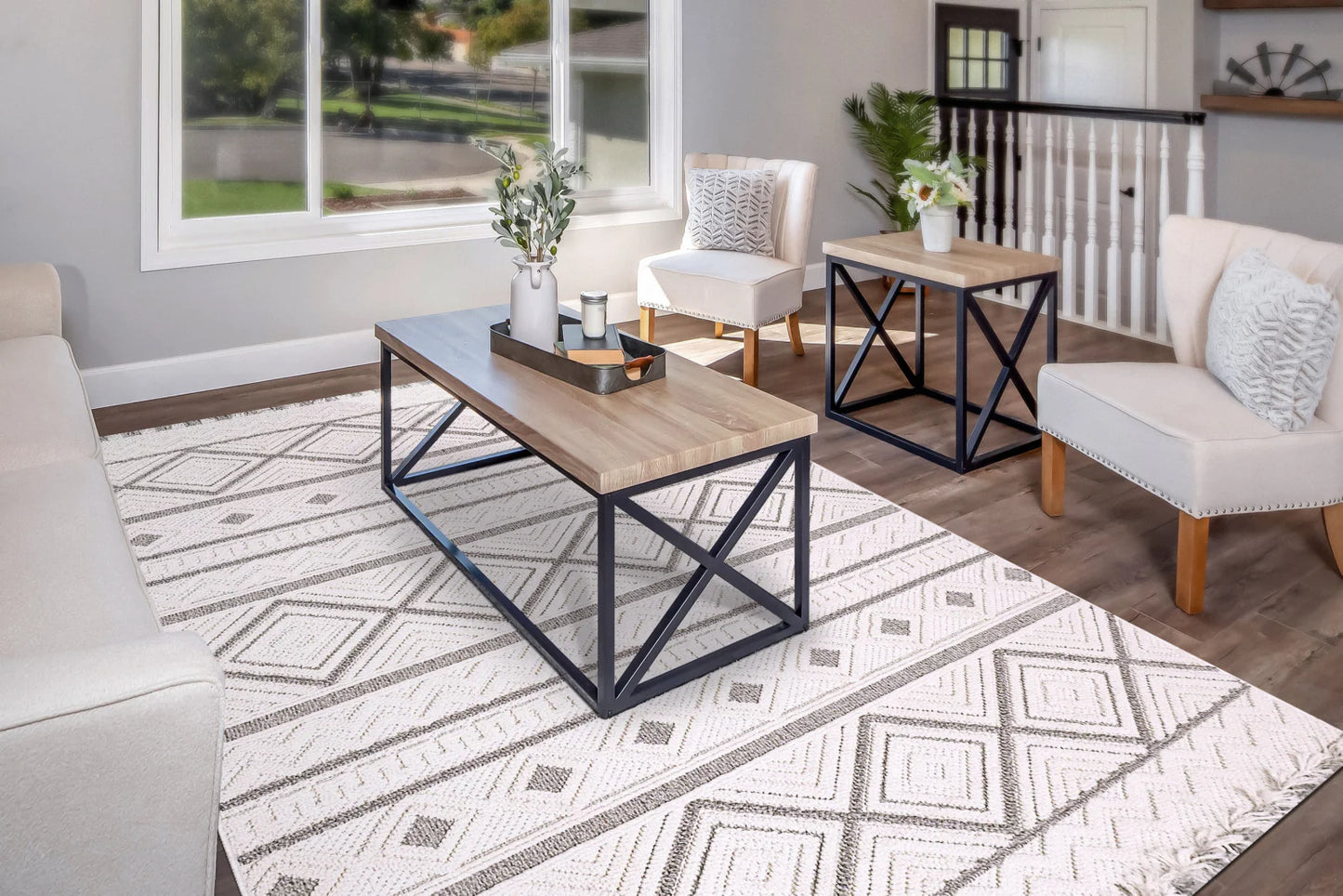 Dynamic Rugs Seville 3612 Beige Dark Grey Modern Machine-Made Rug