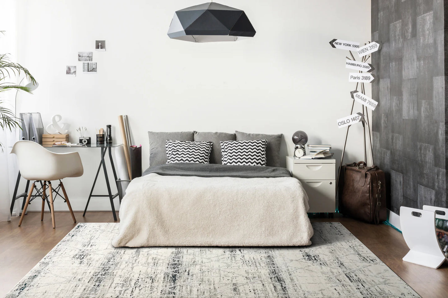 Dynamic Rugs Troya 4604 Grey Ivory Blue Contemporary Machine-Made Rug