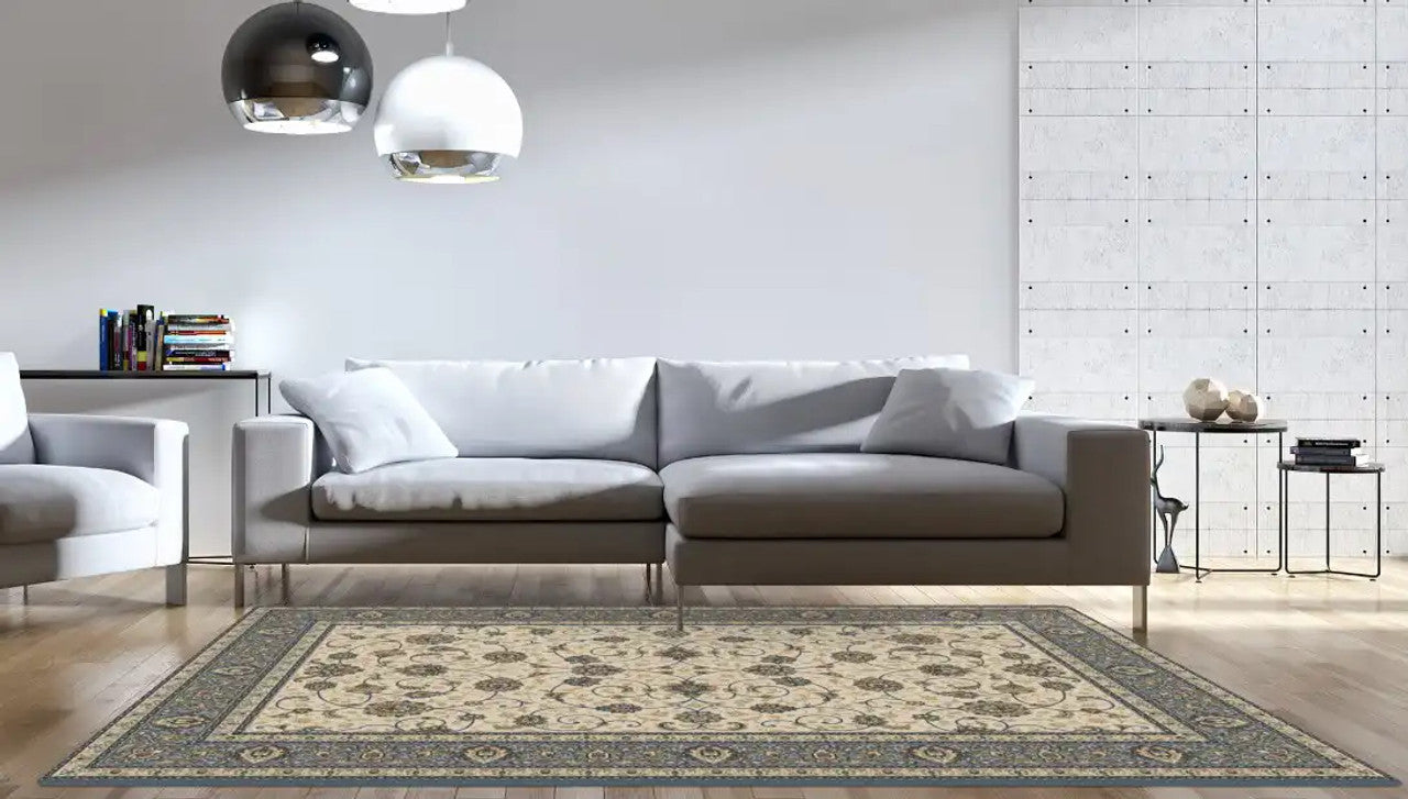 Dynamic Rugs Ancient Garden 57120 Beige Light Blue Traditional Machine-Made Rug