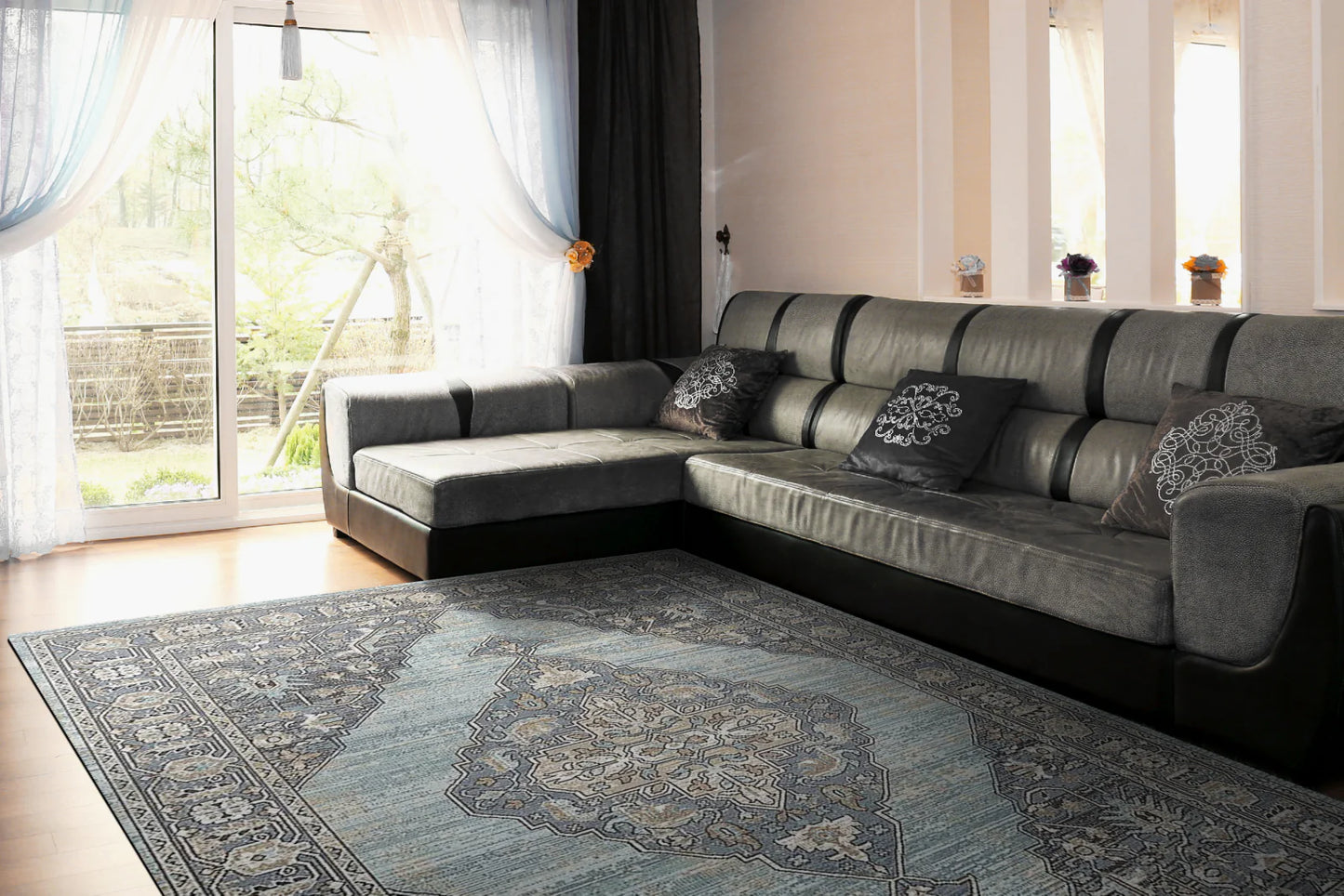 Dynamic Rugs Jazz 6792 Blue Beige Traditional Machine-Made Rug