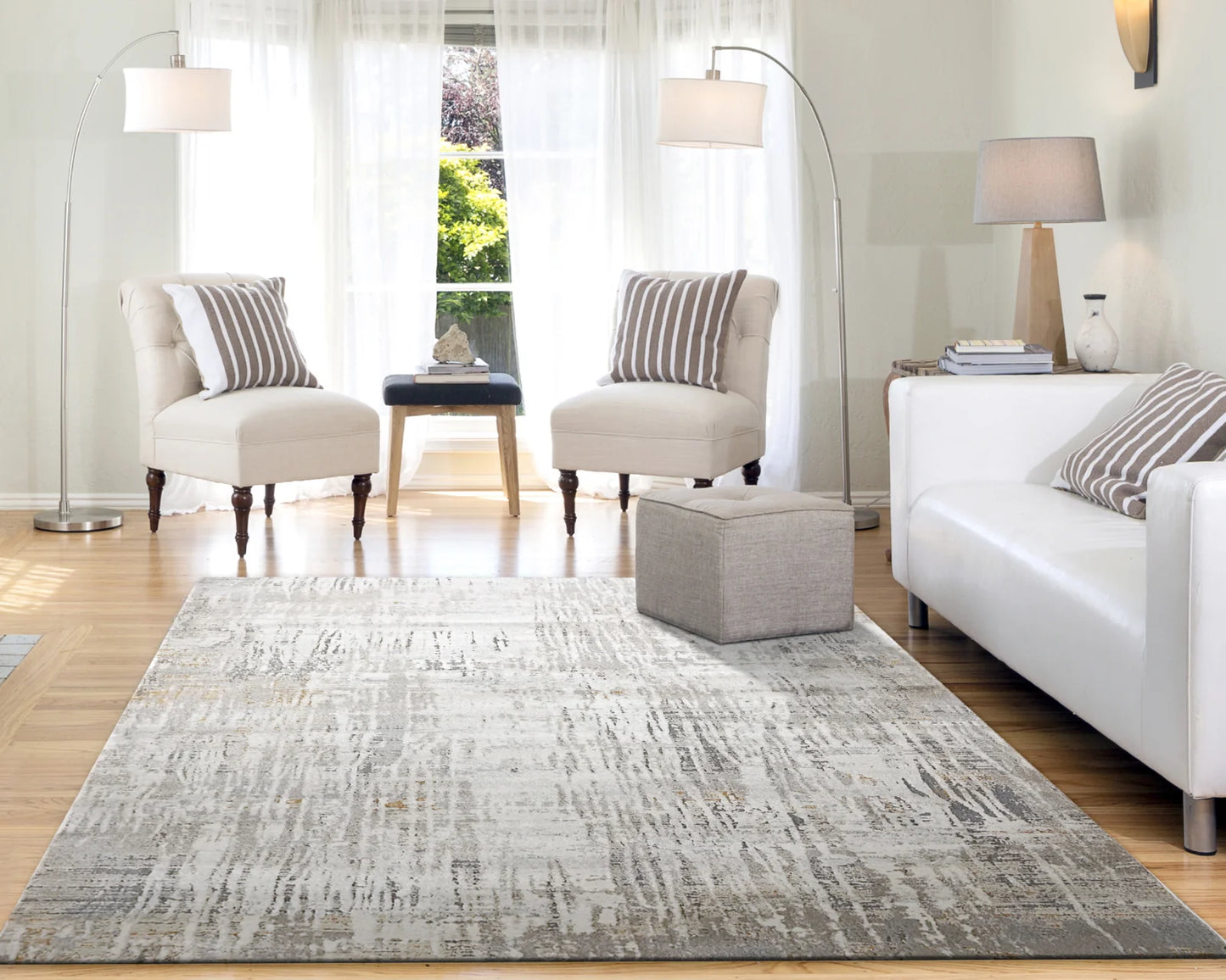 Dynamic Rugs Capella 7921 Ivory Grey Gold Modern Machine-Made Rug