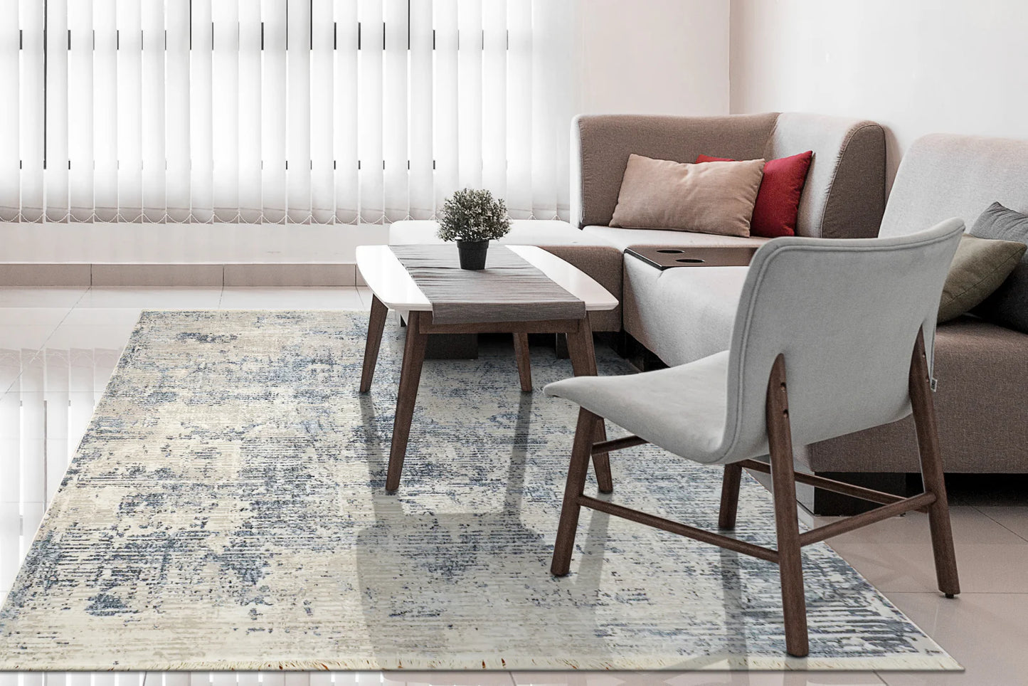 Dynamic Rugs Mood 8451 Ivory Blue Grey Traditional Machine-Made Rug