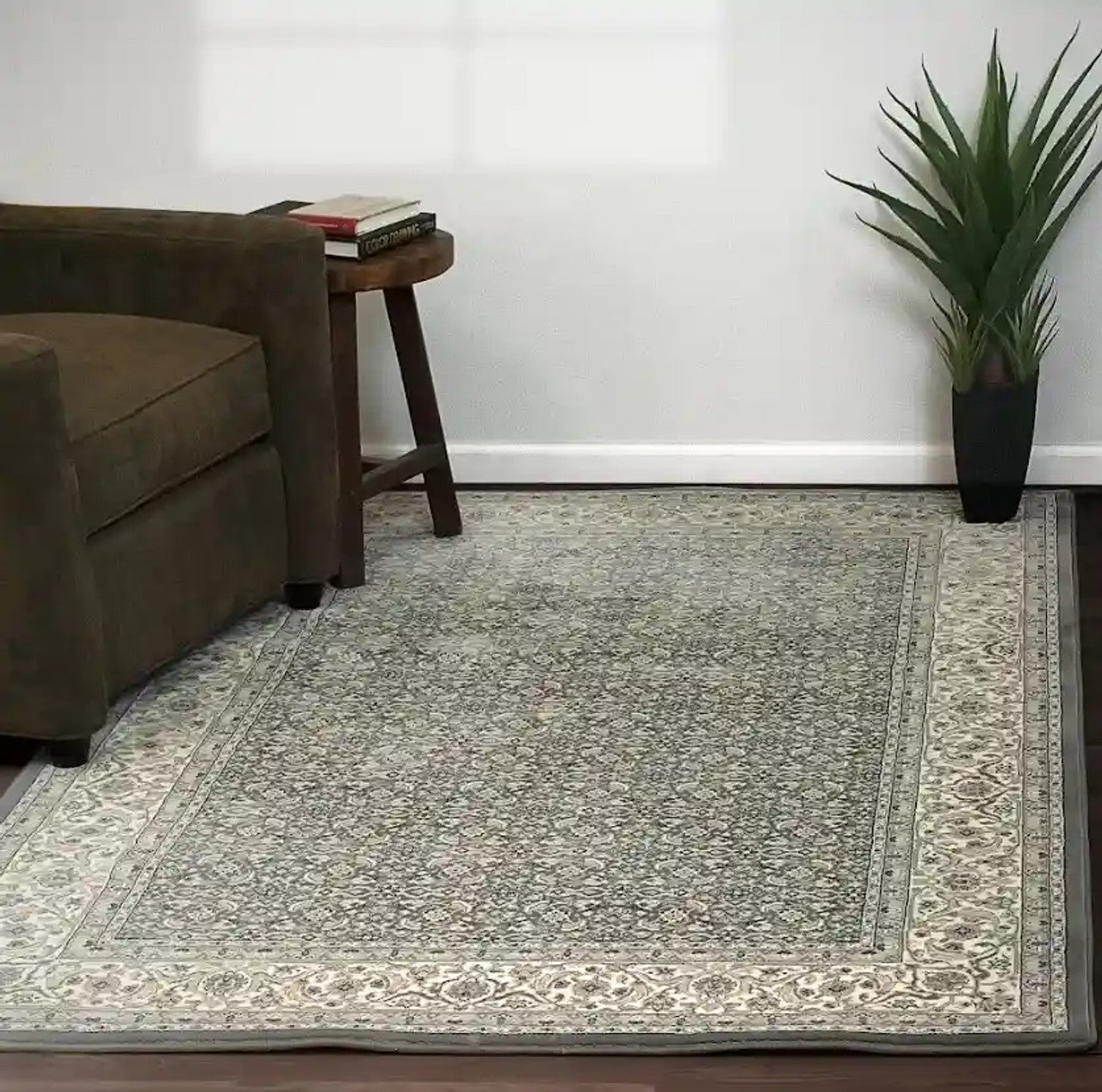 Dynamic Rugs Ancient Garden 57011 Soft Grey Cream Traditional Machine-Made Rug