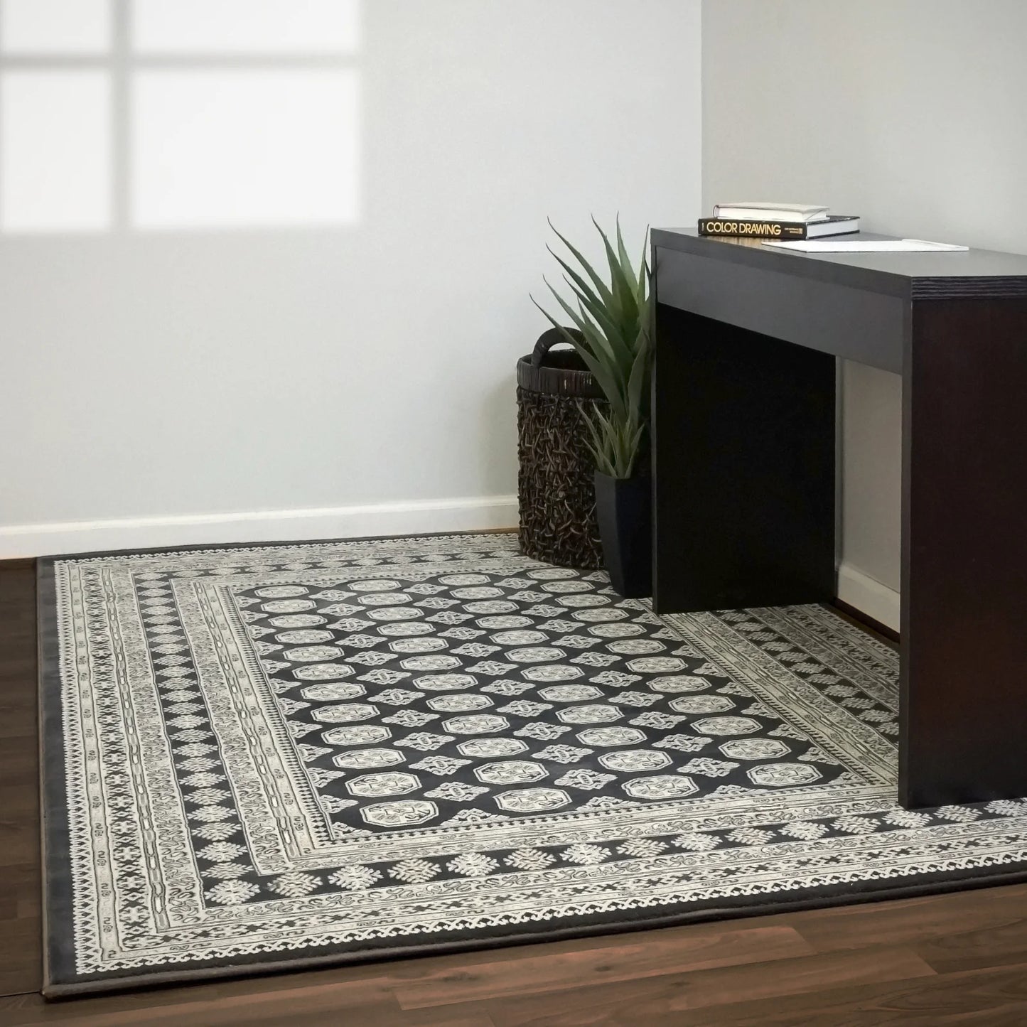 Dynamic Rugs Ancient Garden 57102 Charcoal Silver Traditional Machine-Made Rug