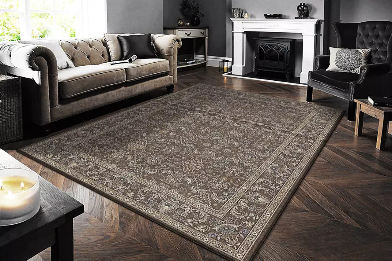 Dynamic Rugs Ancient Garden 57276 Dark Brown Beige Blue Traditional Machine-Made Rug