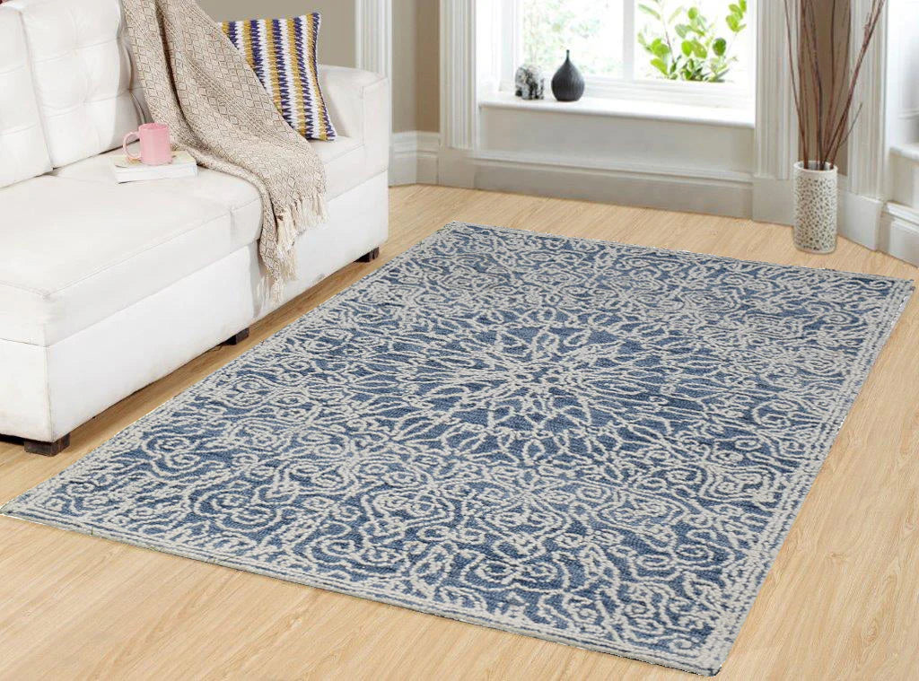 Dynamic Rugs Darcy 1131 Ivory Denim Traditional Handmade Rug
