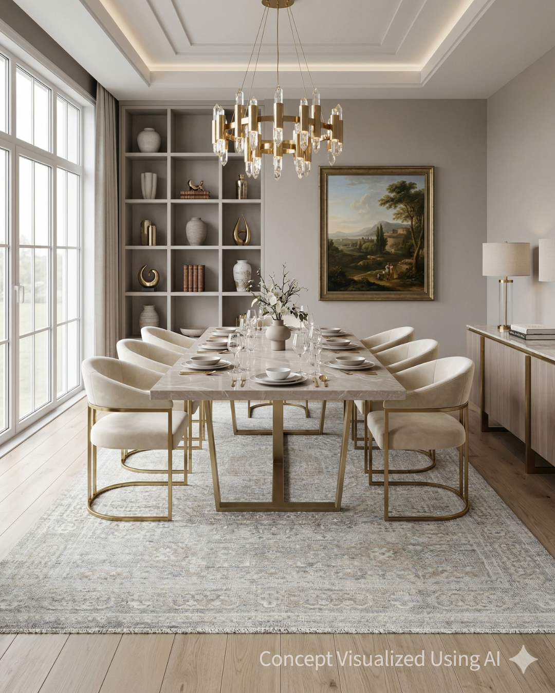 Artisan Felicity FB-467 Grey Transitional Knotted Rug for Diningroom