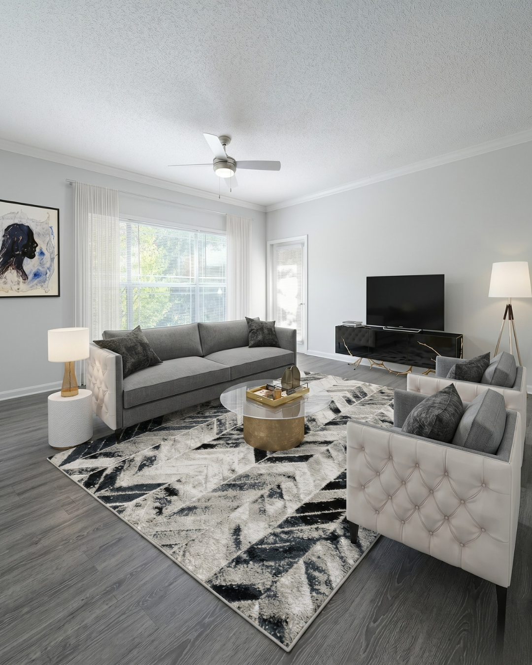 Feizy 3048F Gray Silver contemporary area rug in modern living room