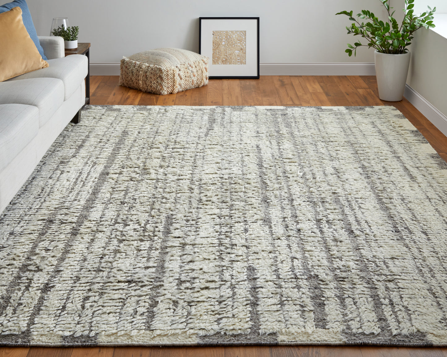 Feizy Ashby 8906F Ivory Gray Transitional/Casual Hand Woven Rug