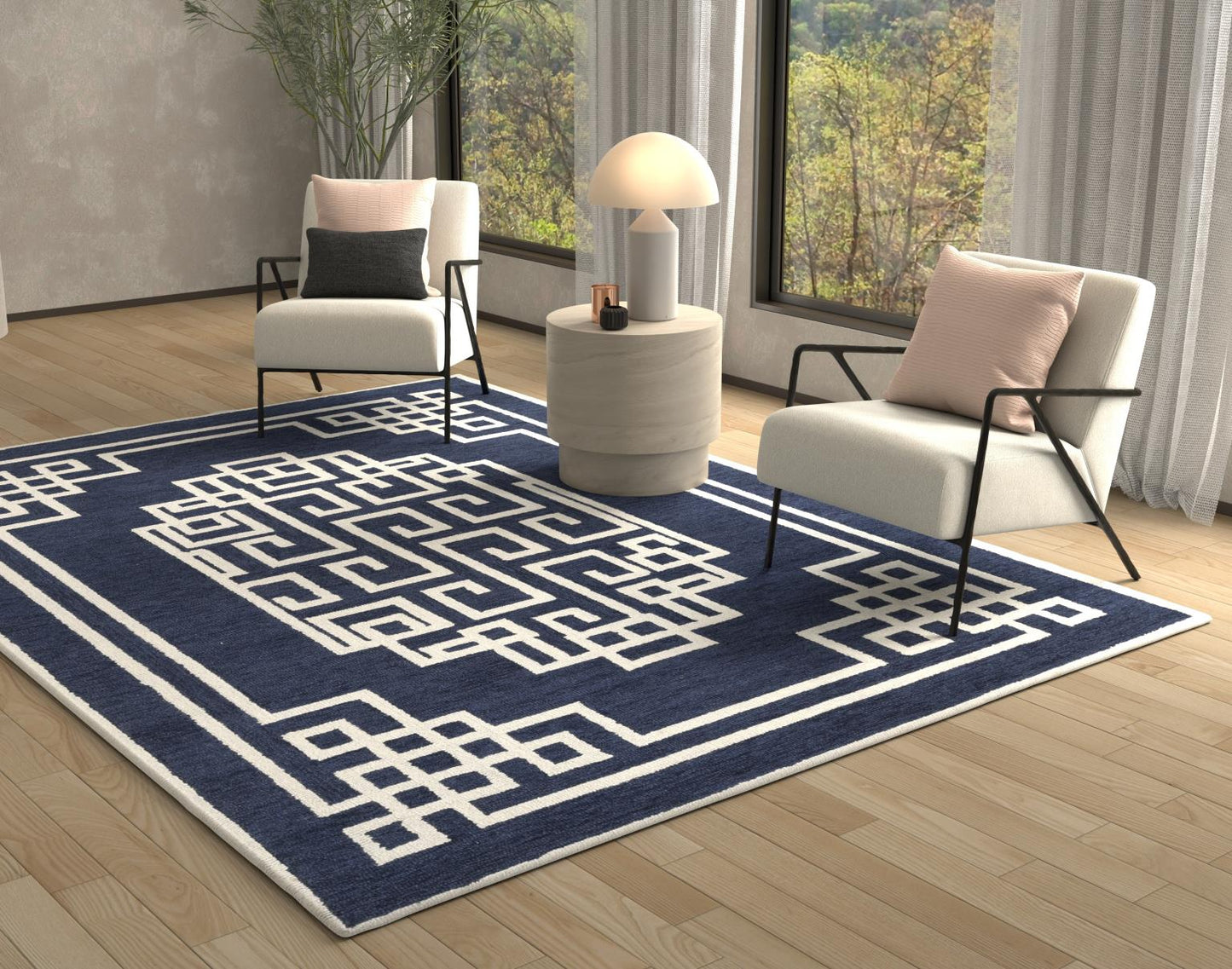 Kas Gramercy 1613 Navy Ivory Transitional Hand Tufted Rug