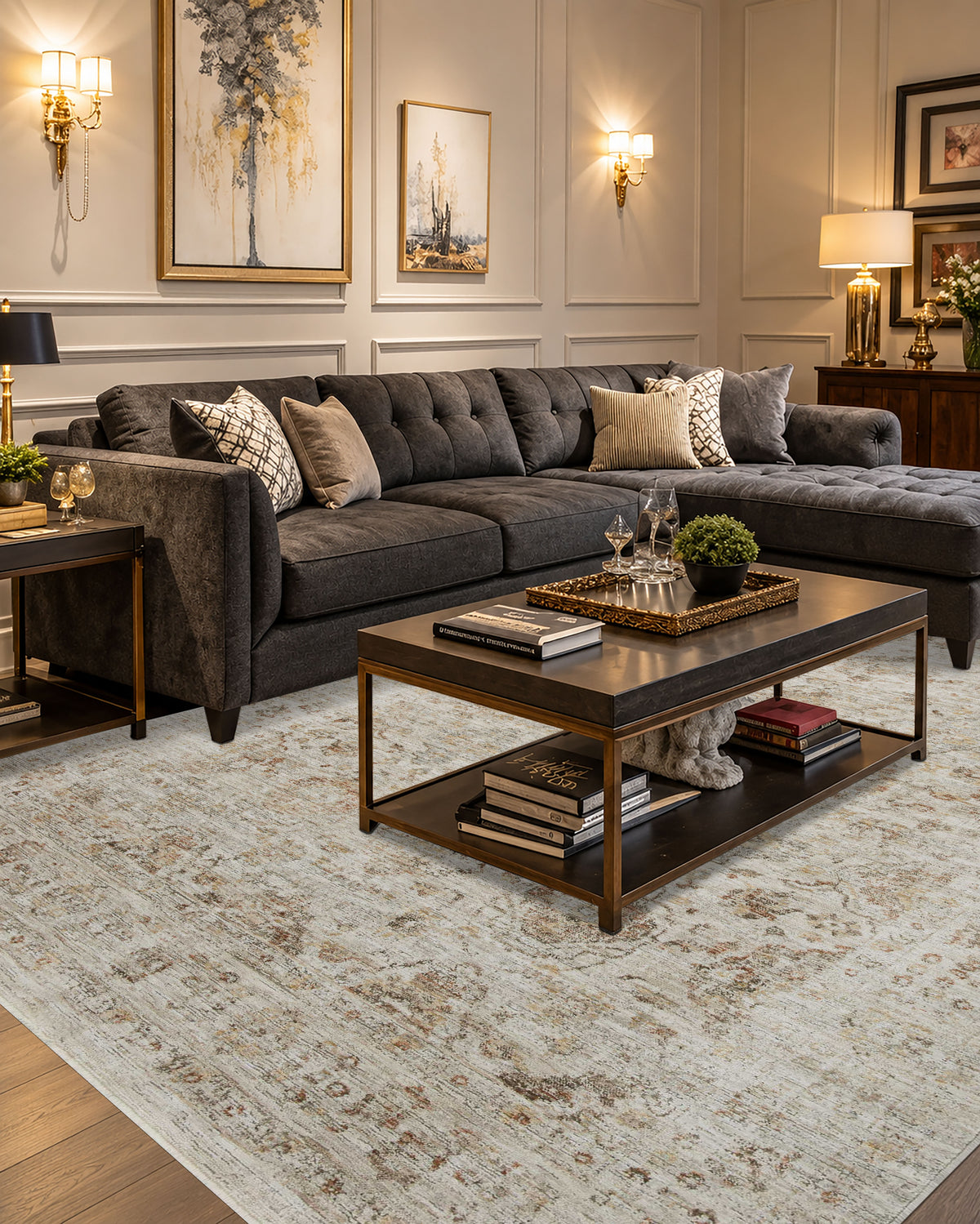 Amber Lewis x Loloi Honora HON-03 Beige Spice Traditional Power Loomed Rug