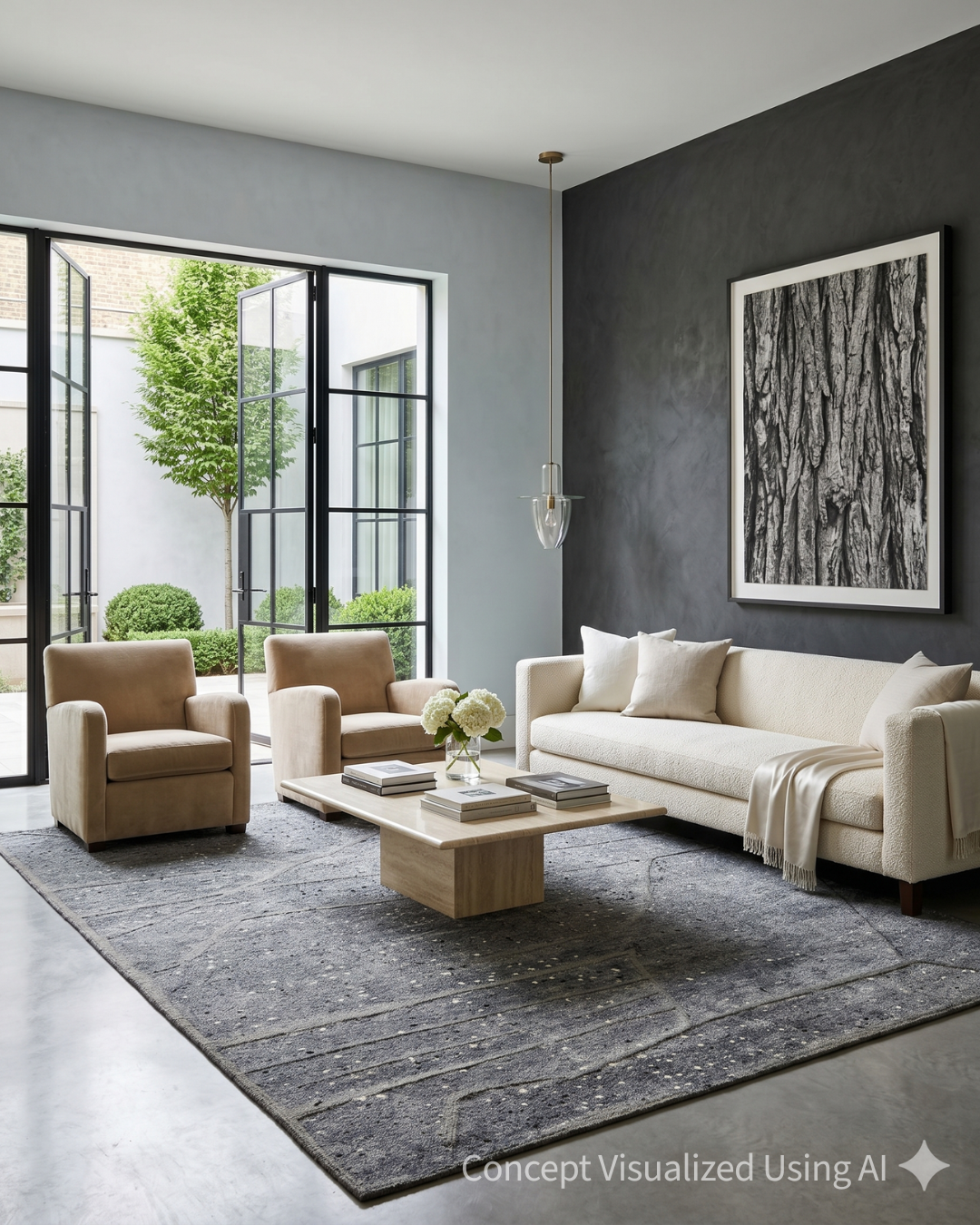 Artisan Harmony Grey Contemporary Knotted Rug for Livingroom.