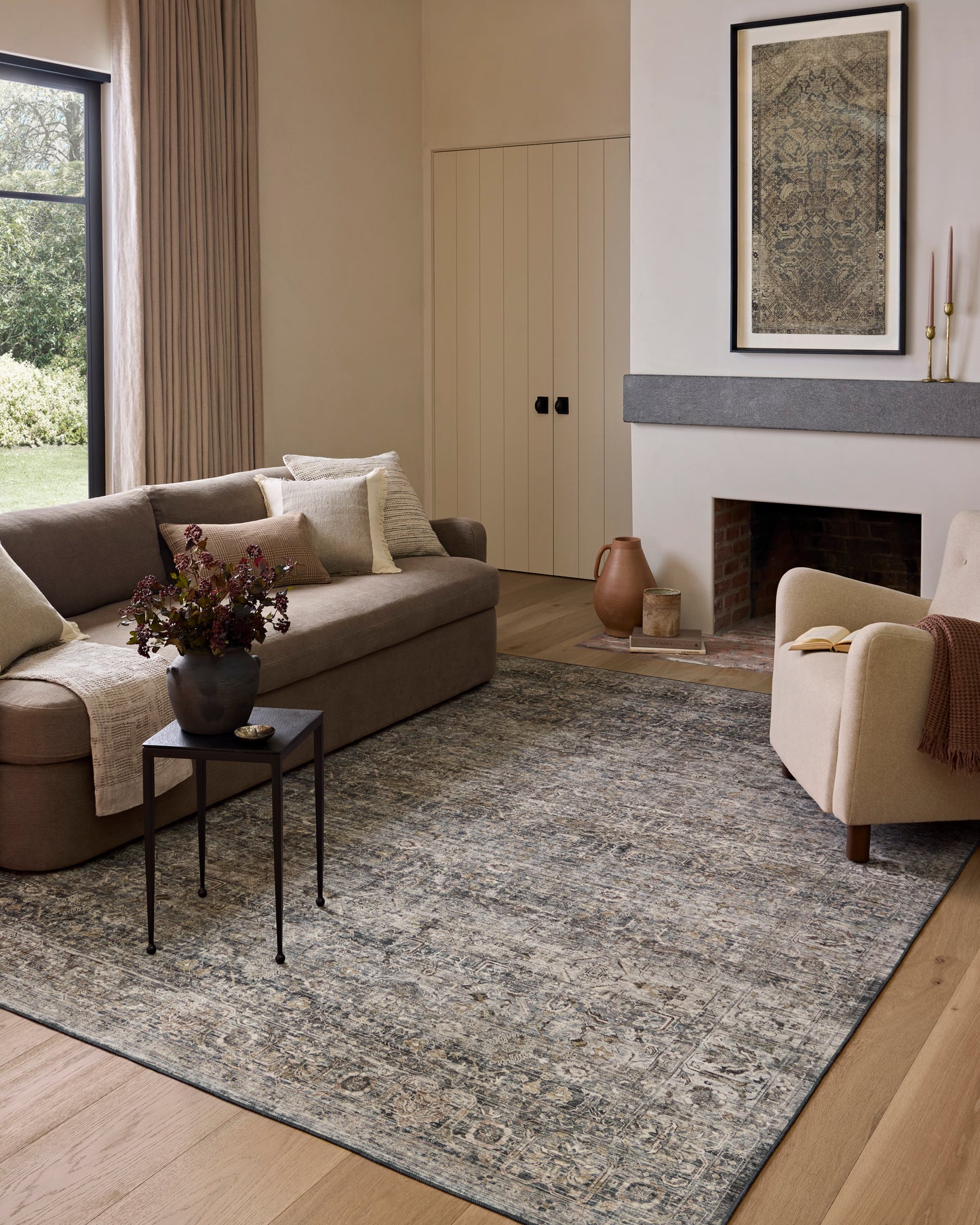 Amber Lewis x Loloi Josie Dove Gold Machine Washable