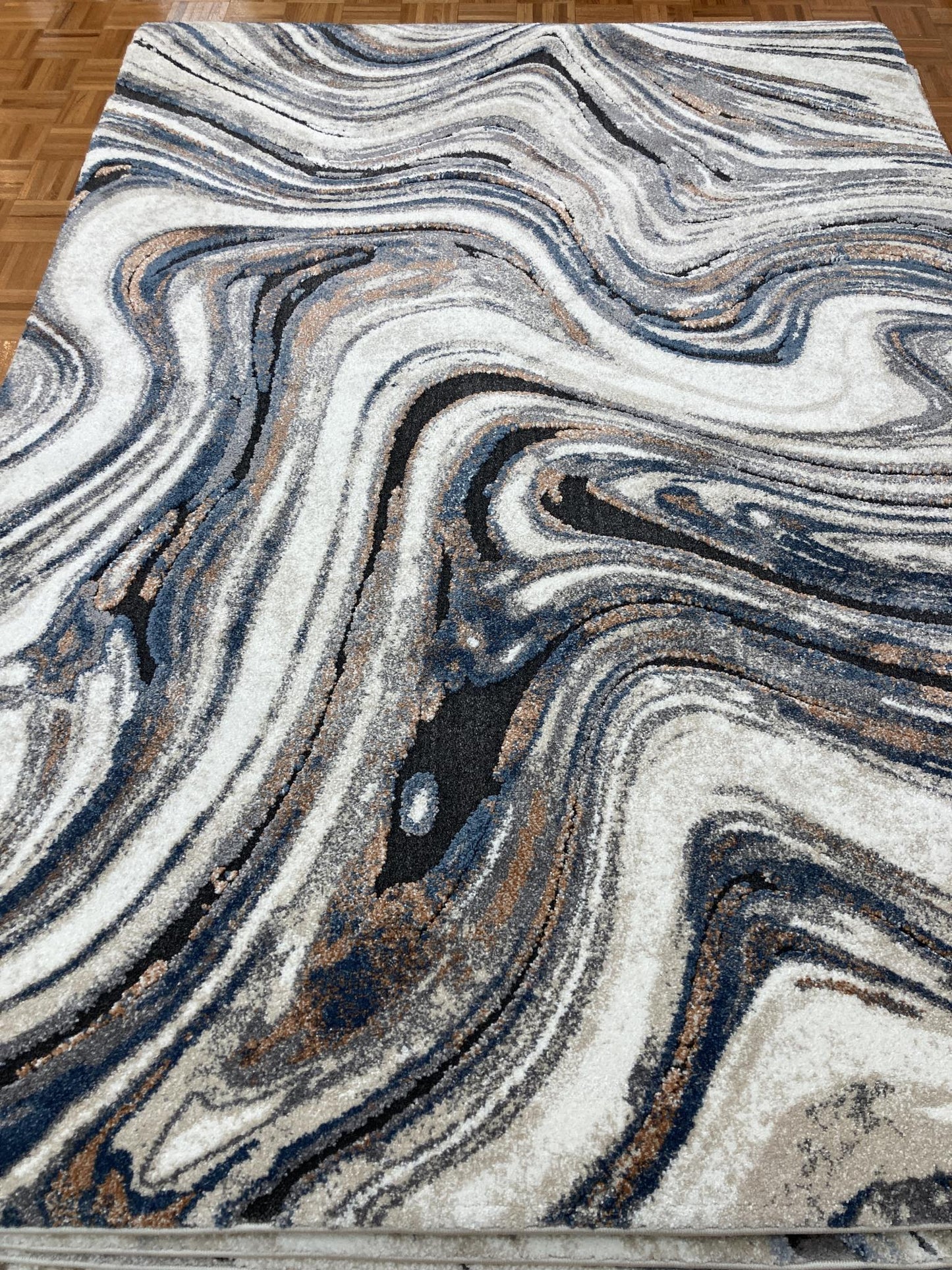 Kas Alden 0300 Ivory Blue Transitional Machine Woven Rug