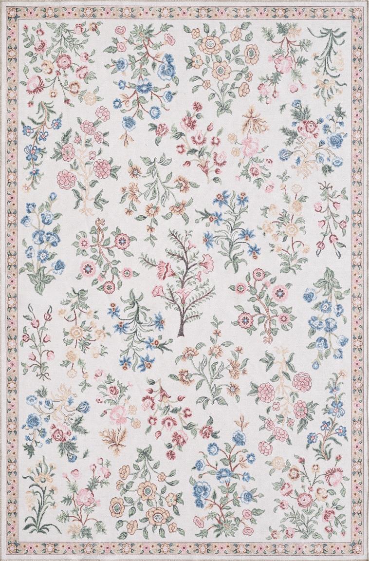Kas Chantelle 3301 Ivory Florals & Tropicals Machine Woven Rug
