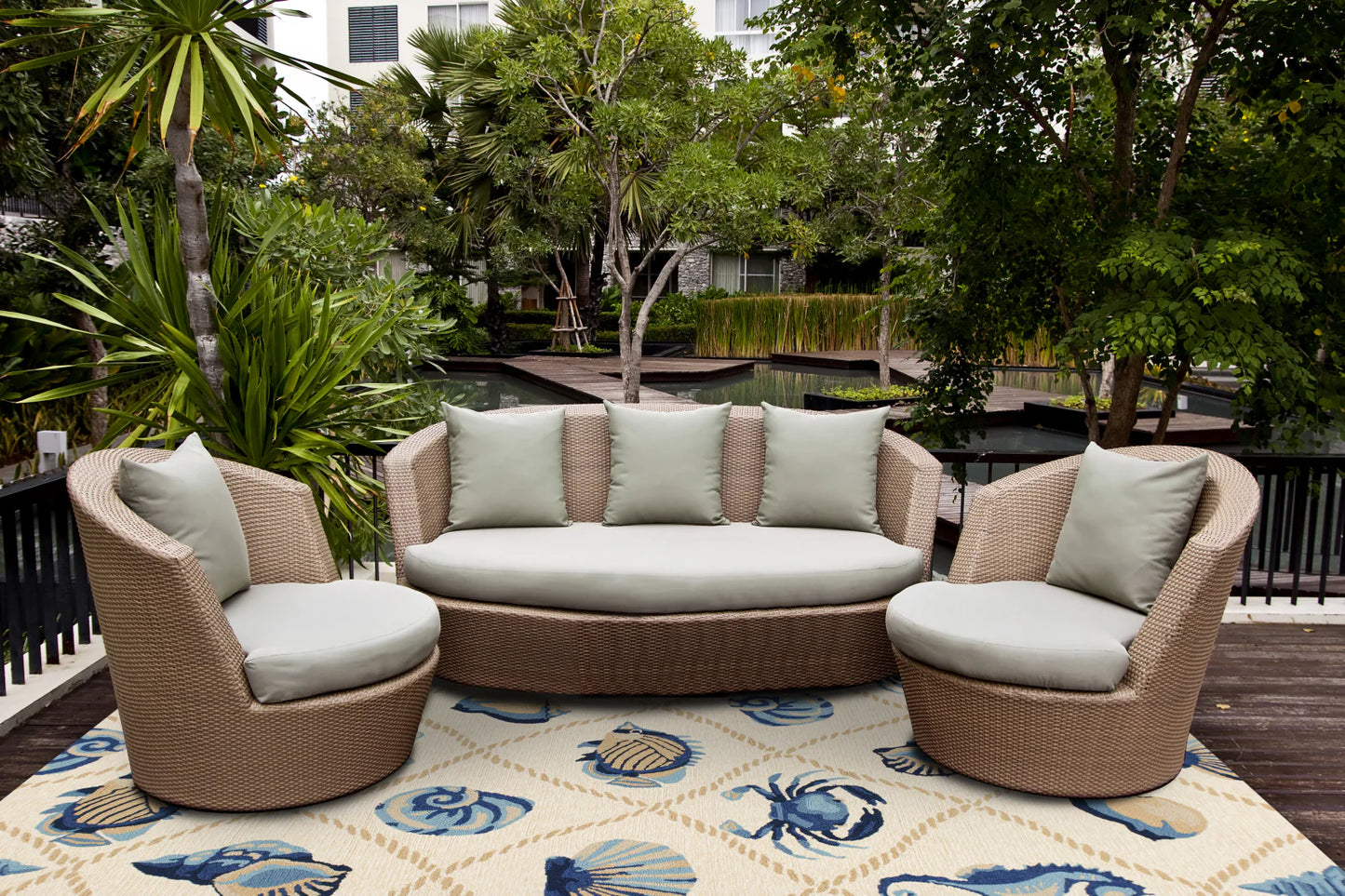 Kas Harbor 4217 Sand Indoor/Outdoor Hand Hooked Rug