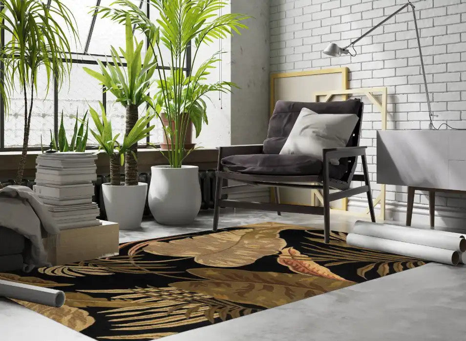 Kas Havana 2616 Midnight Florals & Tropicals Hand Tufted Rug