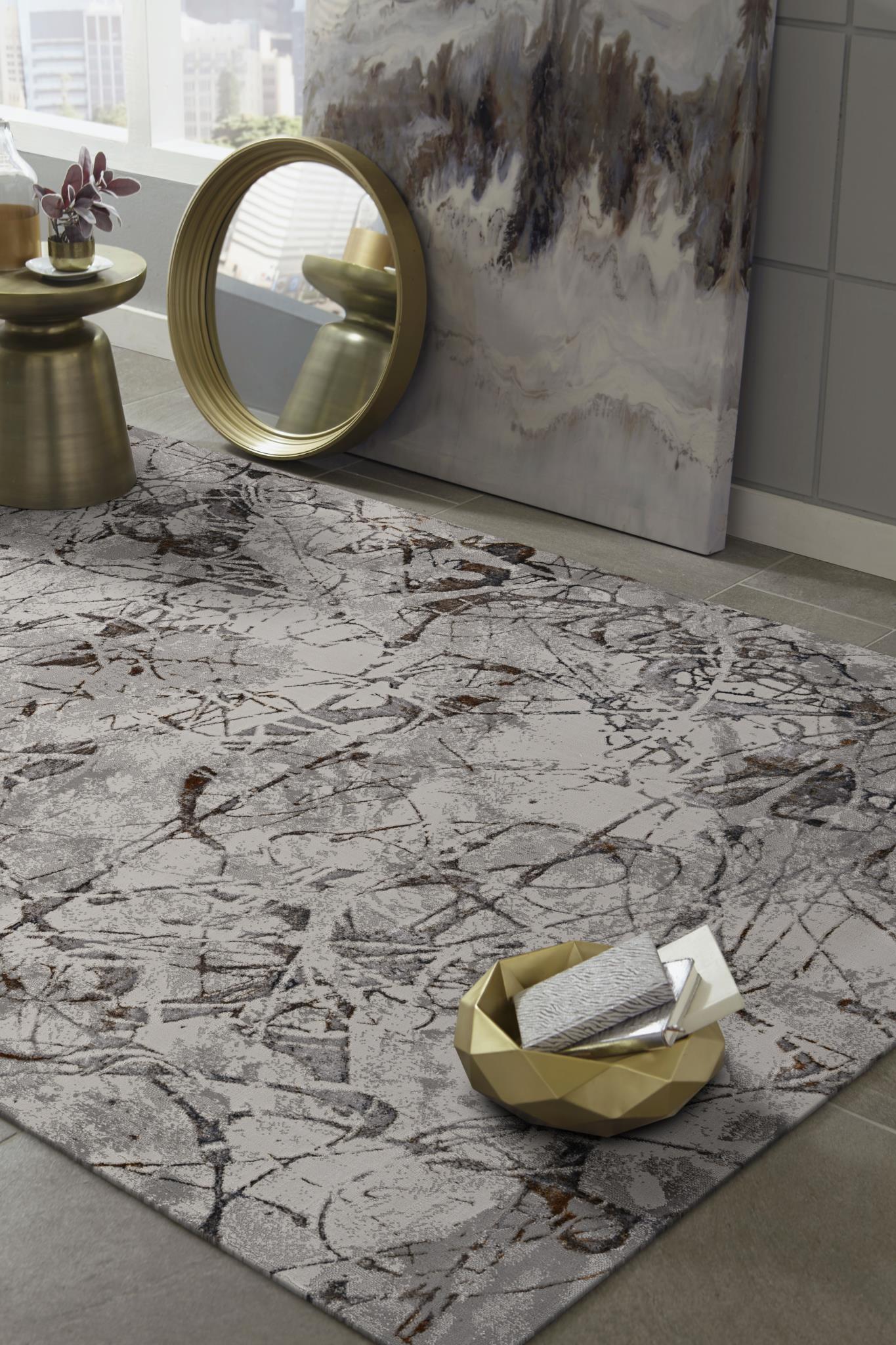 Kas Inspire 7502 Ivory Grey Transitional Machine Woven Rug