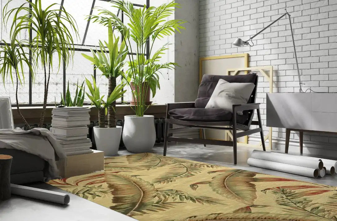 Kas Sparta 3124 Ivory Florals & Tropicals Hand Tufted Rug