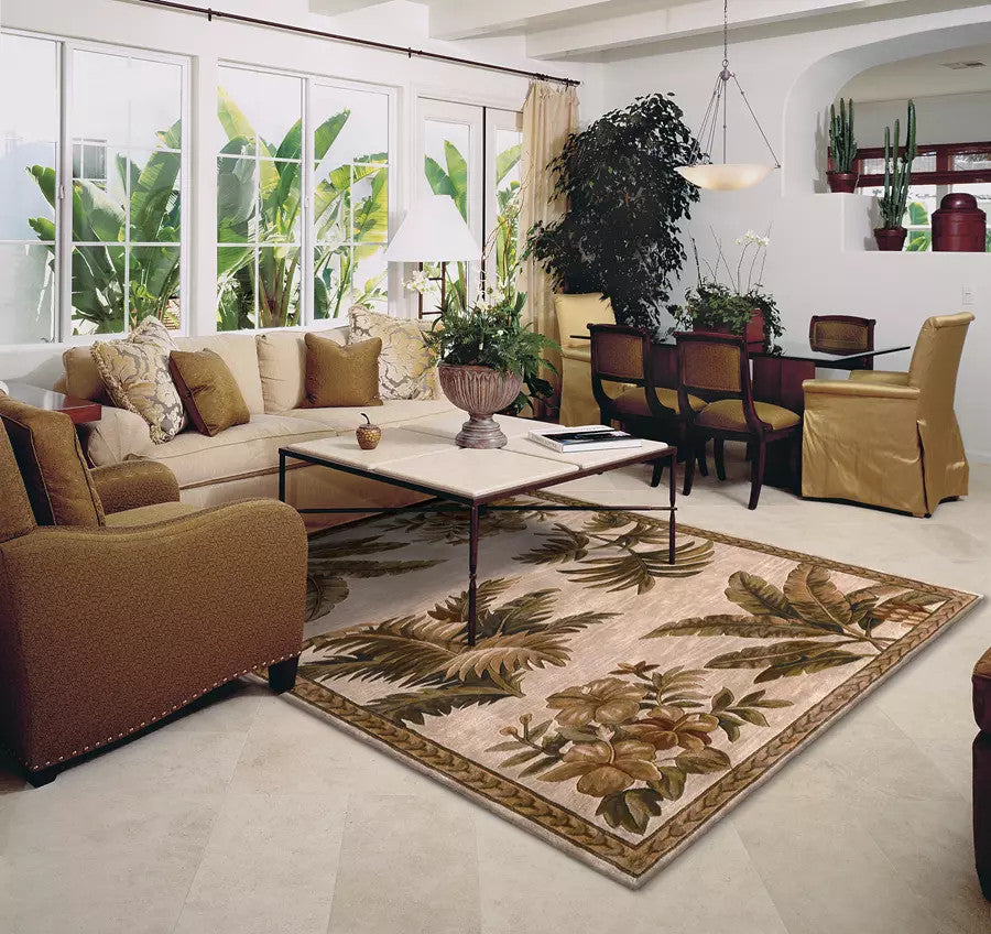 Kas Sparta 3133 Ivory Florals & Tropicals Hand Tufted Rug