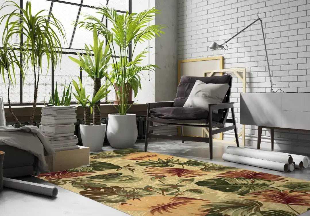 Kas Sparta 3148 Beige Florals & Tropicals Hand Tufted Rug