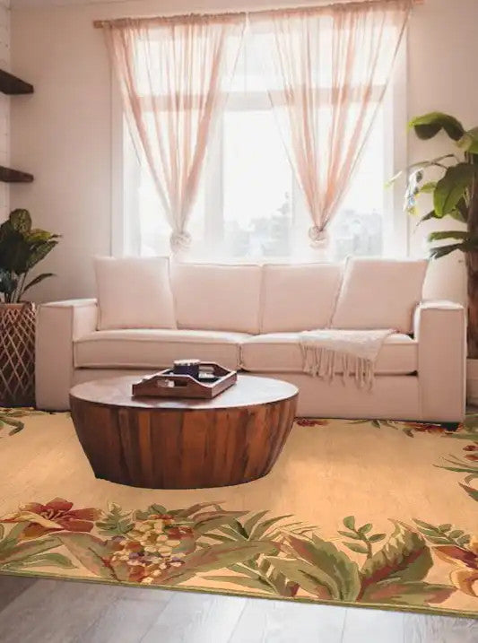 Kas Sparta 3151 Ivory Florals & Tropicals Hand Tufted Rug