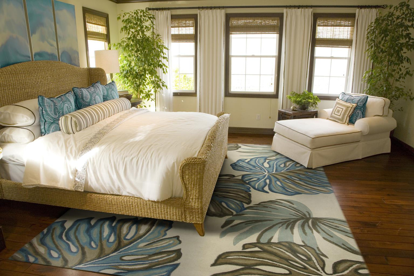 Kas Sparta 3182 Ivory Florals & Tropicals Hand Tufted Rug