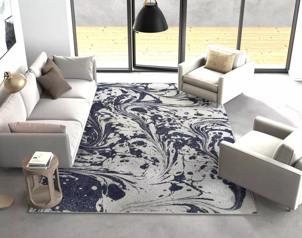 Kas Watercolors 6232 Blue Contemporary Machine Woven Rug