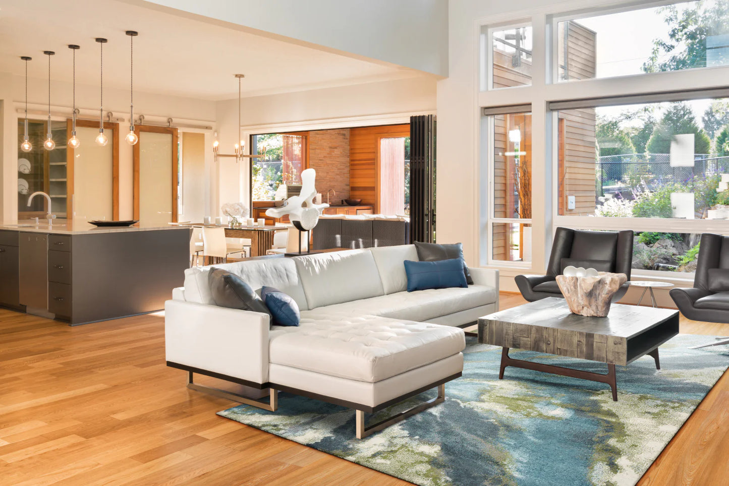 Kas Watercolors 6234 Teal Contemporary Machine Woven Rug