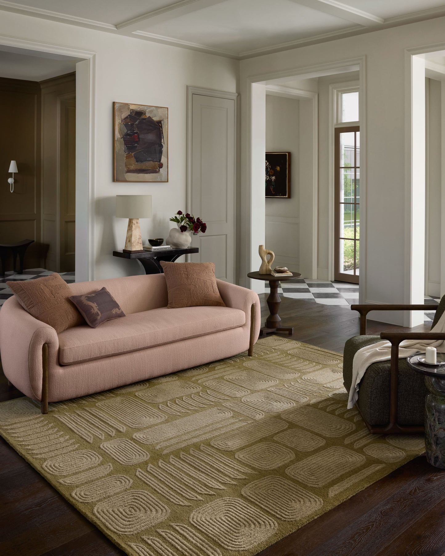 Brigette Romanek x Loloi Madi Light Olive Oatmeal Contemporary