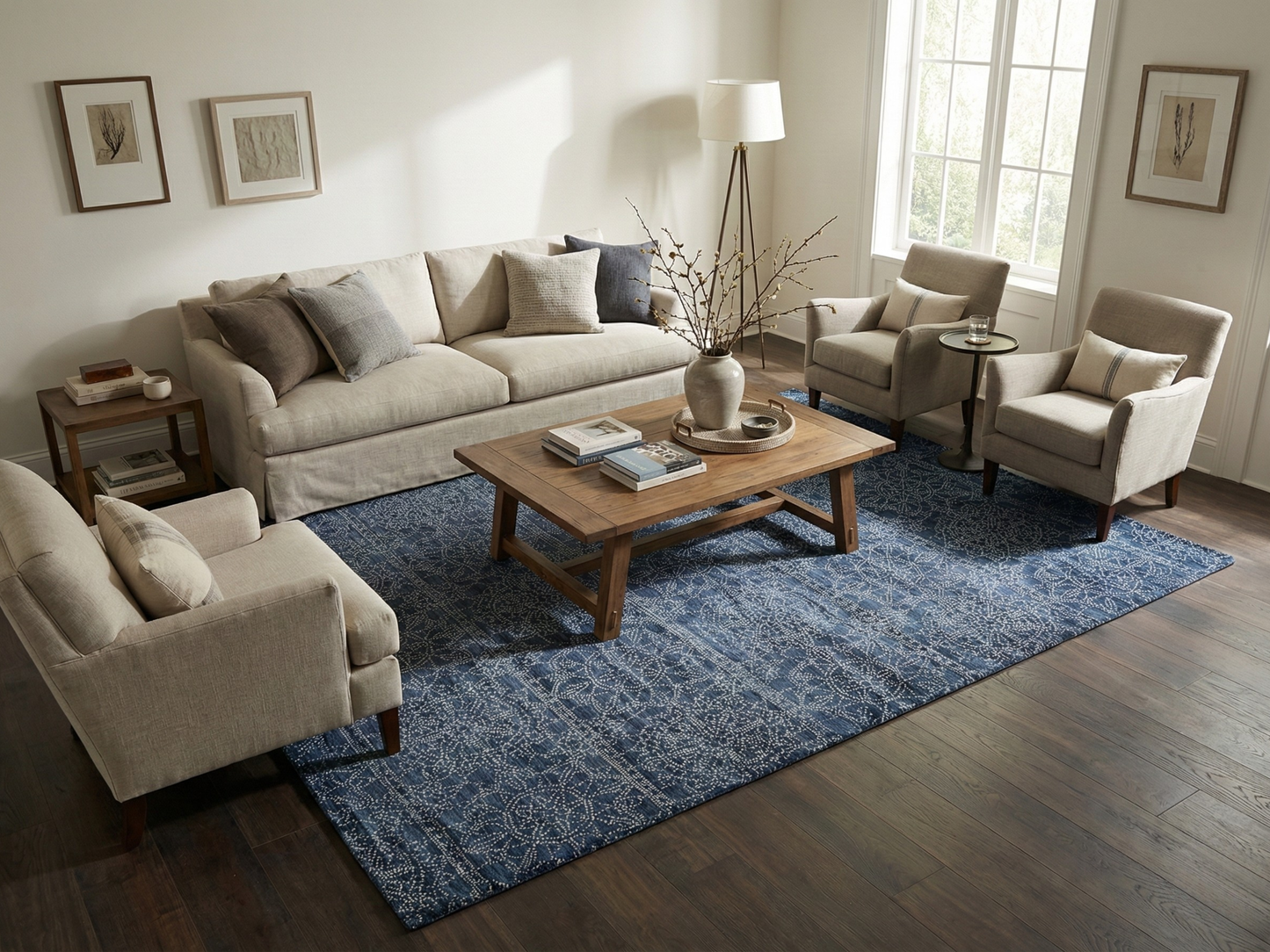 Artisan Mary Indigo Contemporary Knotted Rug