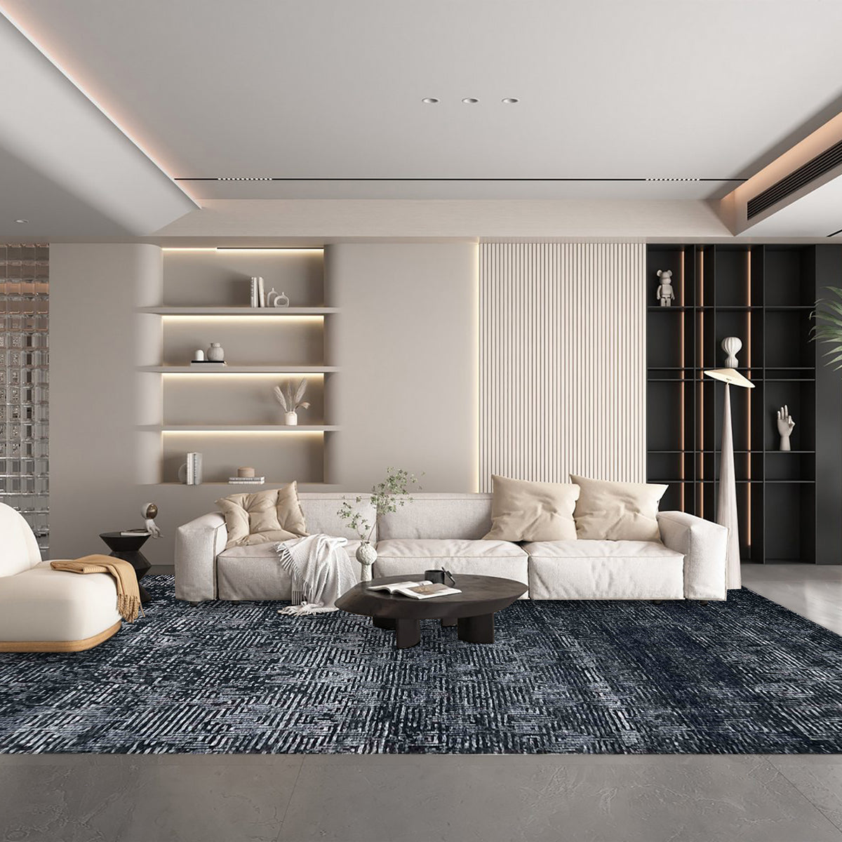 Artisan Mary Washed Black Contemporary Knotted Rugs